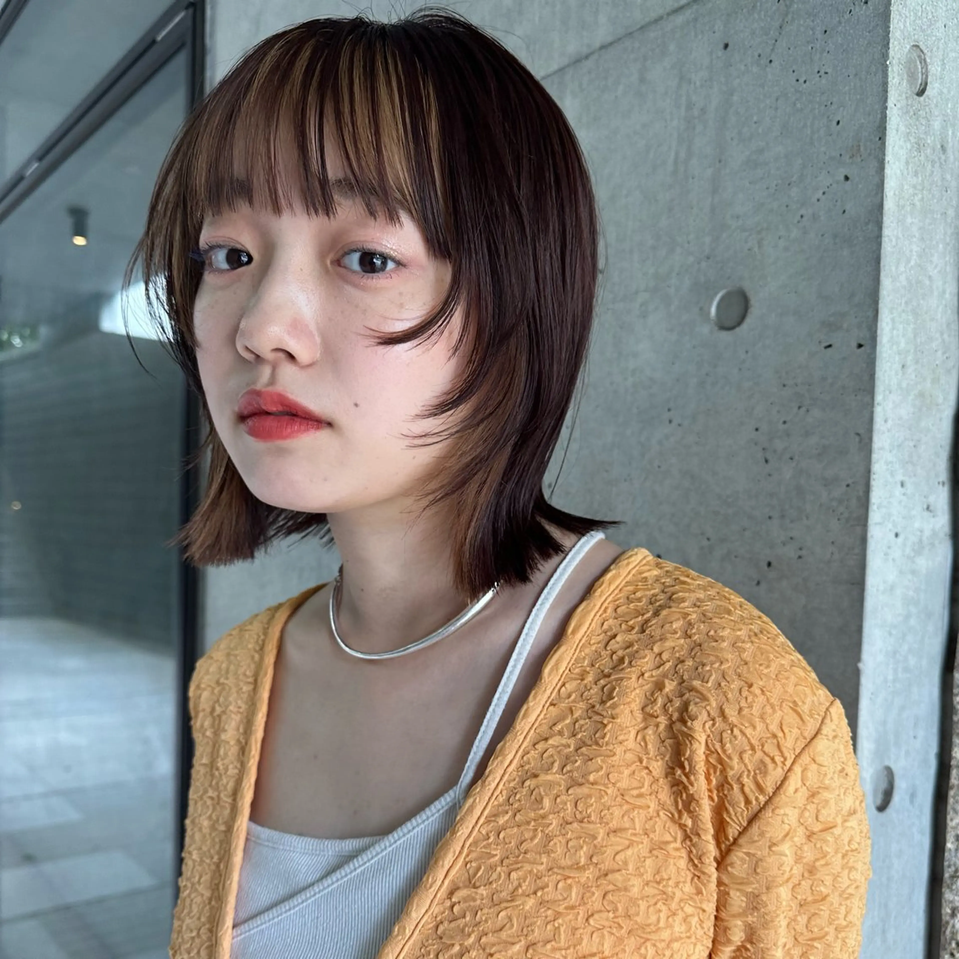 ミディアム ボブ レイヤーカット パーマ/ボブパーマ 艶カラー/坂本小夏のヘアスタイル