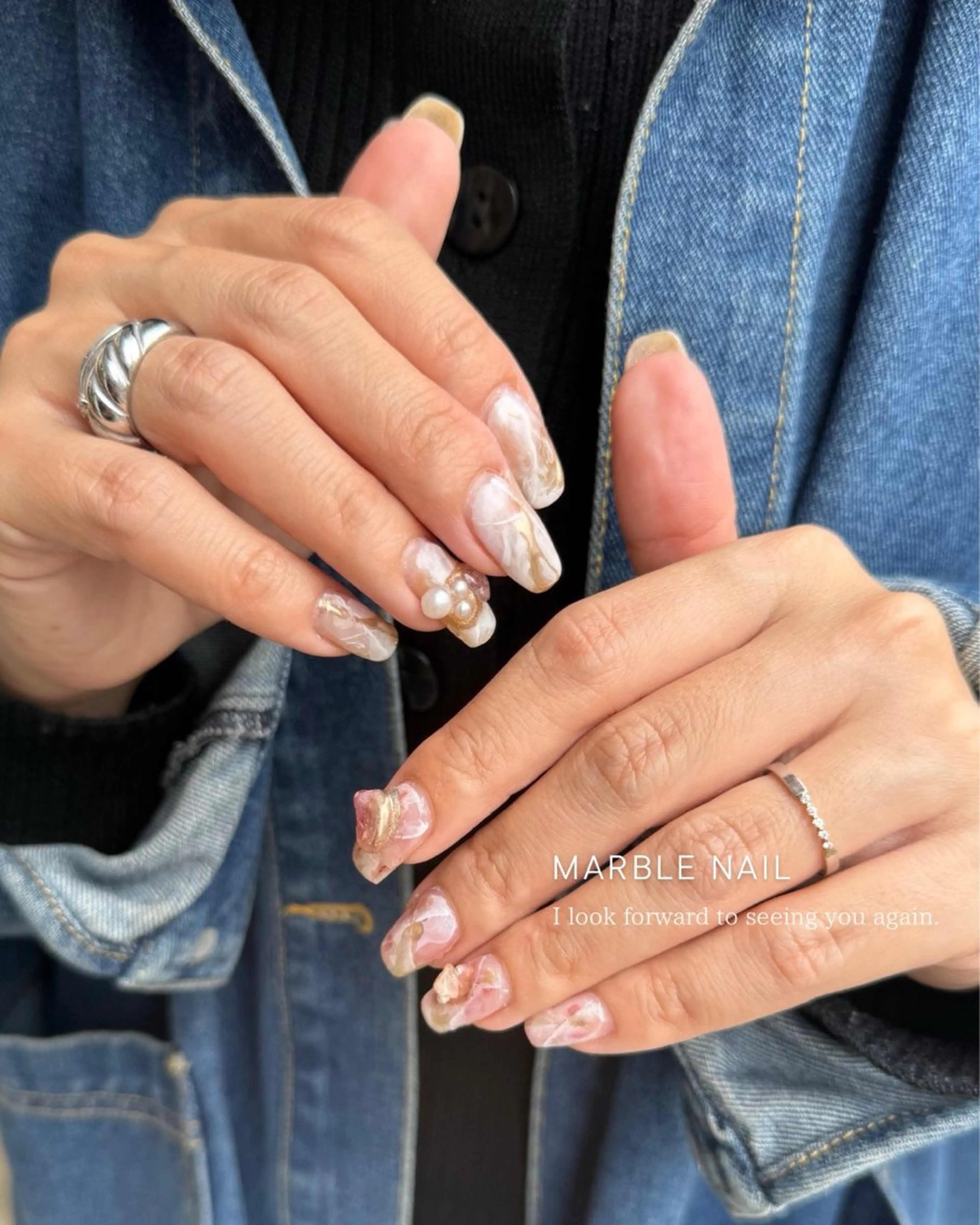 ネイル ジェルネイル マグネットネイル 大理石ネイル(マーブル) ニュアンスネイル パラジェル ハンドネイル Seemly 千田町店所属・フラワーパラジェル 🌸シームリーエミのネイルデザイン