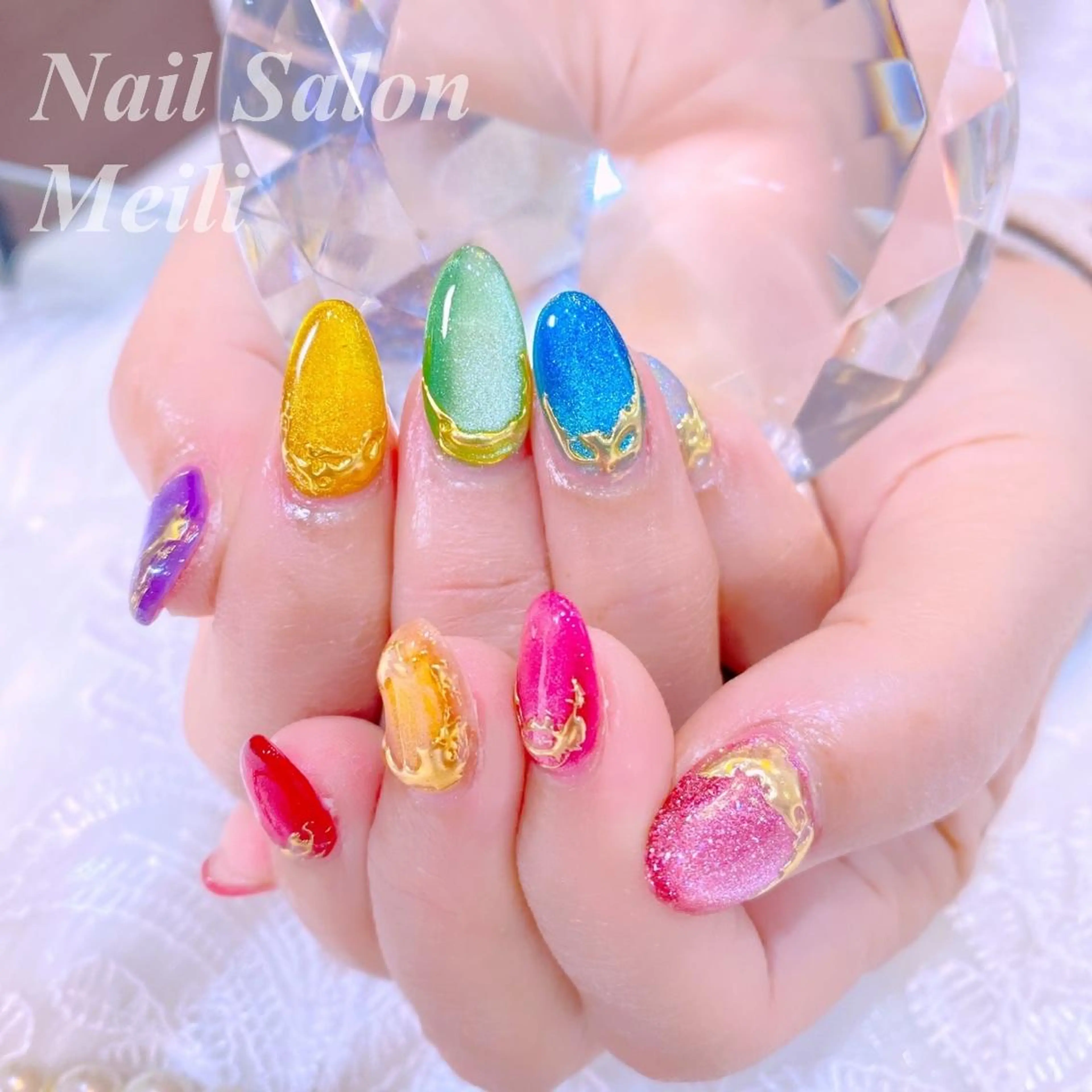 ネイル アートネイル ミラーネイル 春ネイル NAILSALON MEILIのネイルデザイン
