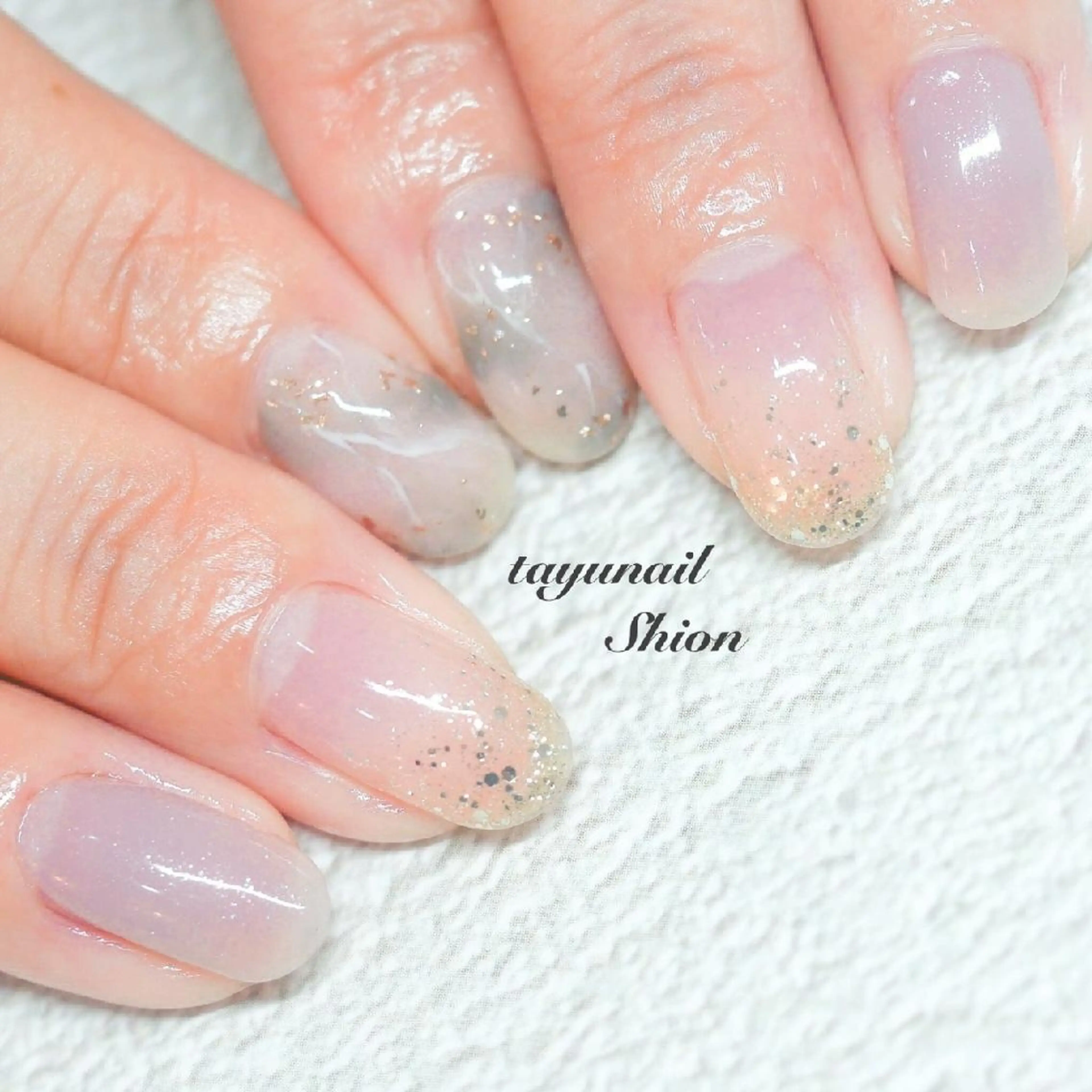 ネイル ブルー ジェルネイル 大理石ネイル(マーブル) パラジェル ネイルサロン・ネイルスクール たゆnail所属・ネイルサロン 【たゆnail】のネイルデザイン