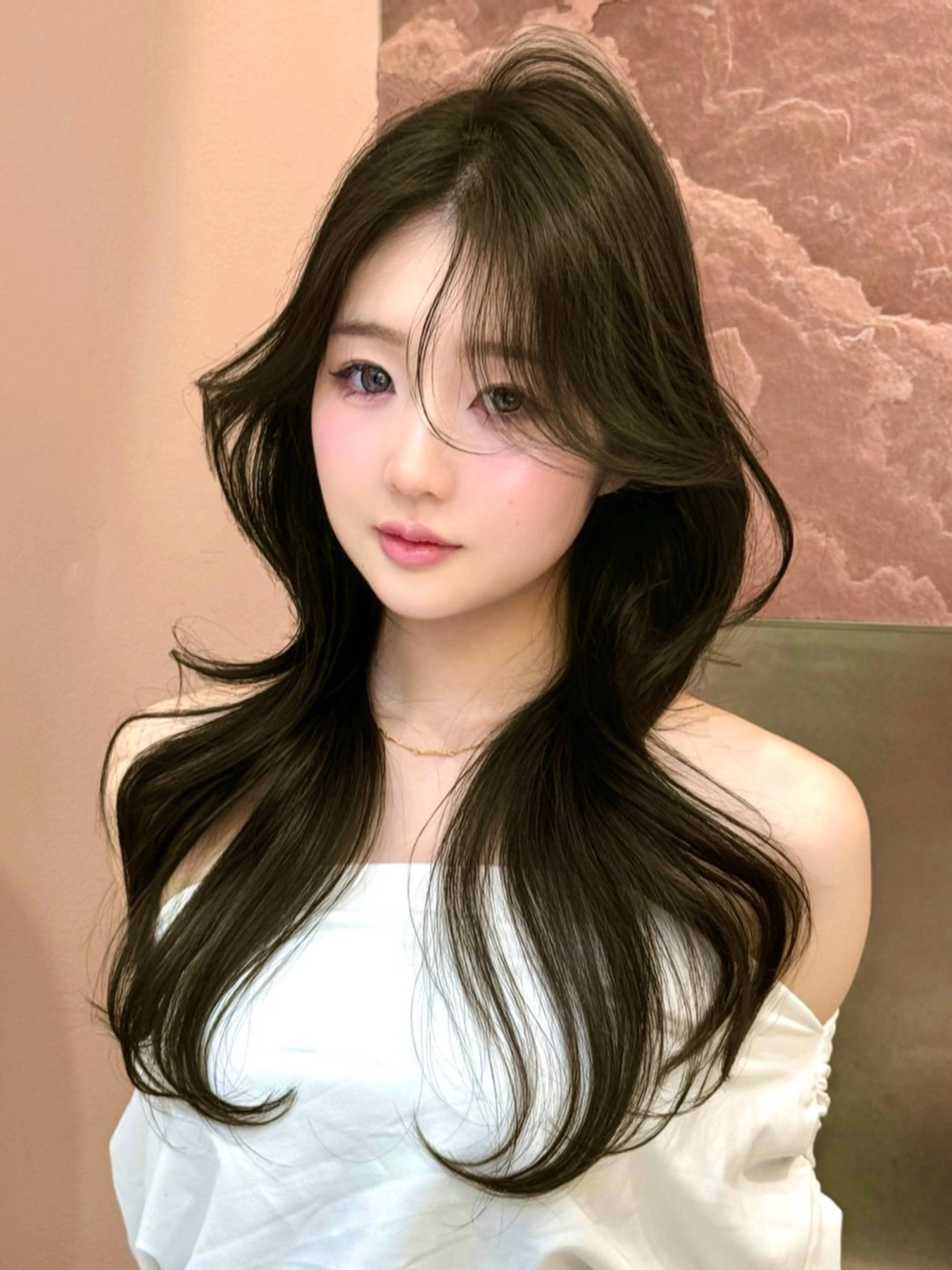 ロング カット 縮毛矯正 トリートメント 韓国/縮毛矯正/レイ ヤー/顔まわり/夢音のヘアスタイル