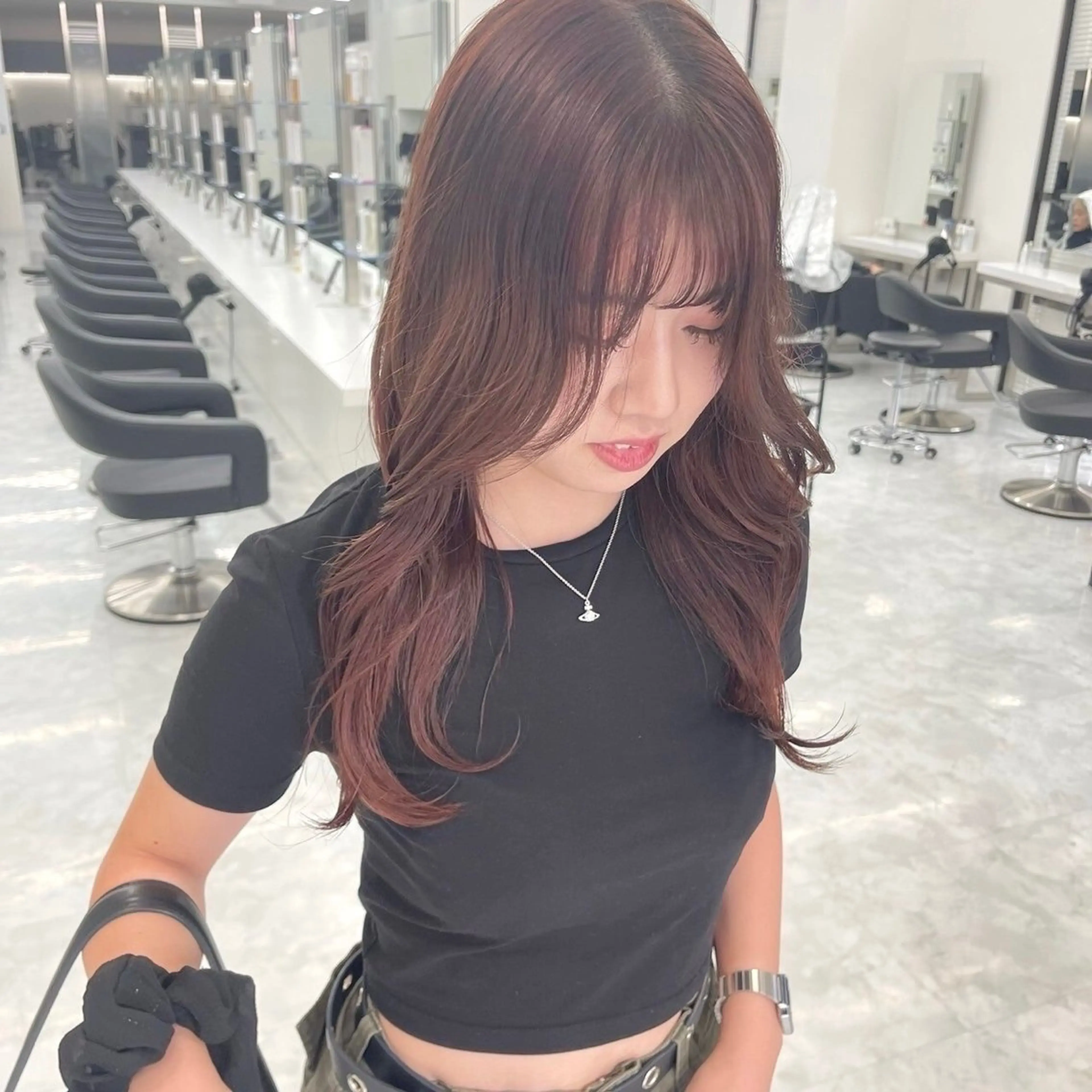 ロング カラー ヘアアレンジ 可愛い暖色ヘア🥀 えびけんのヘアスタイル