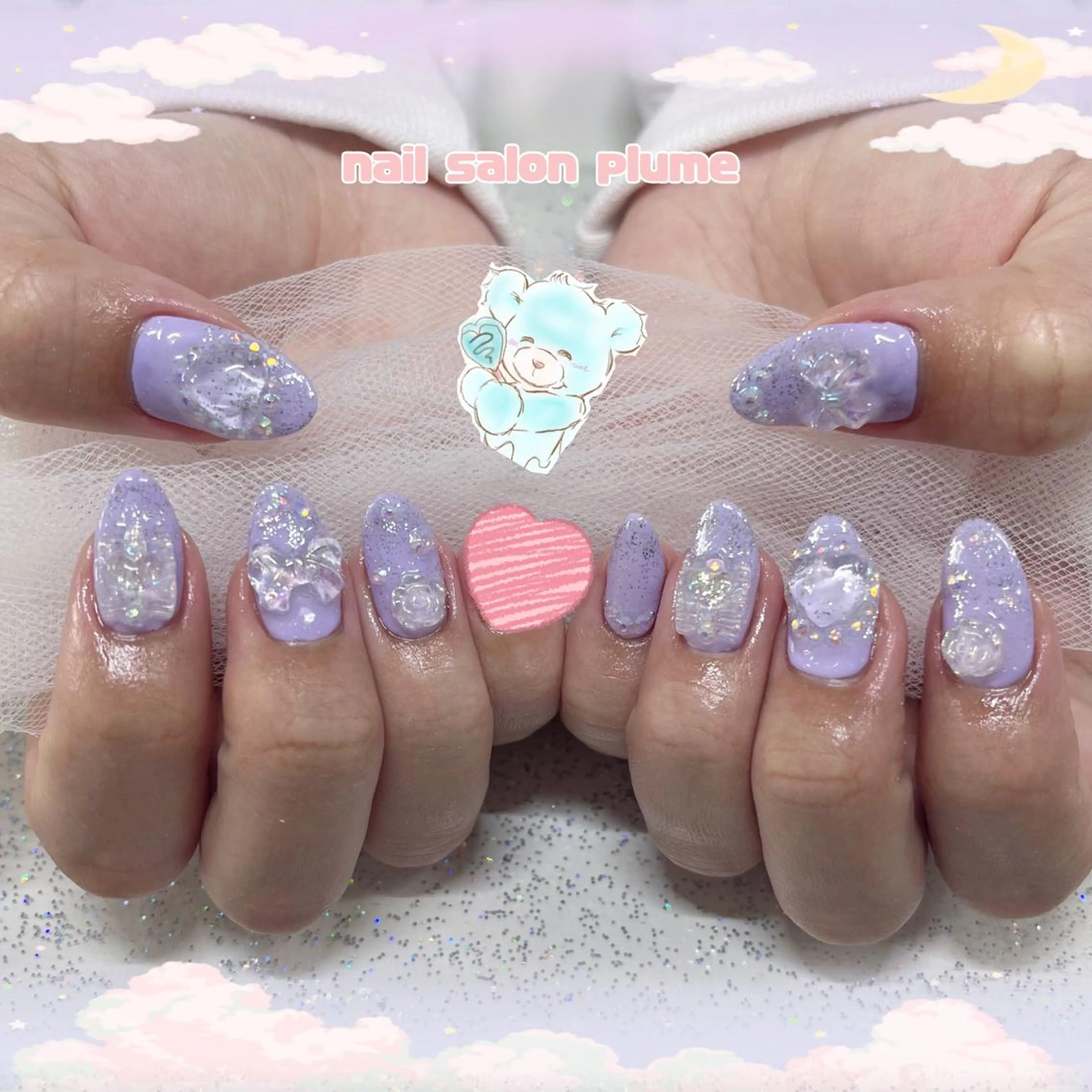 ネイル キラキラネイル ハンドネイル plume nail ☆韓国ネイルのネイルデザイン