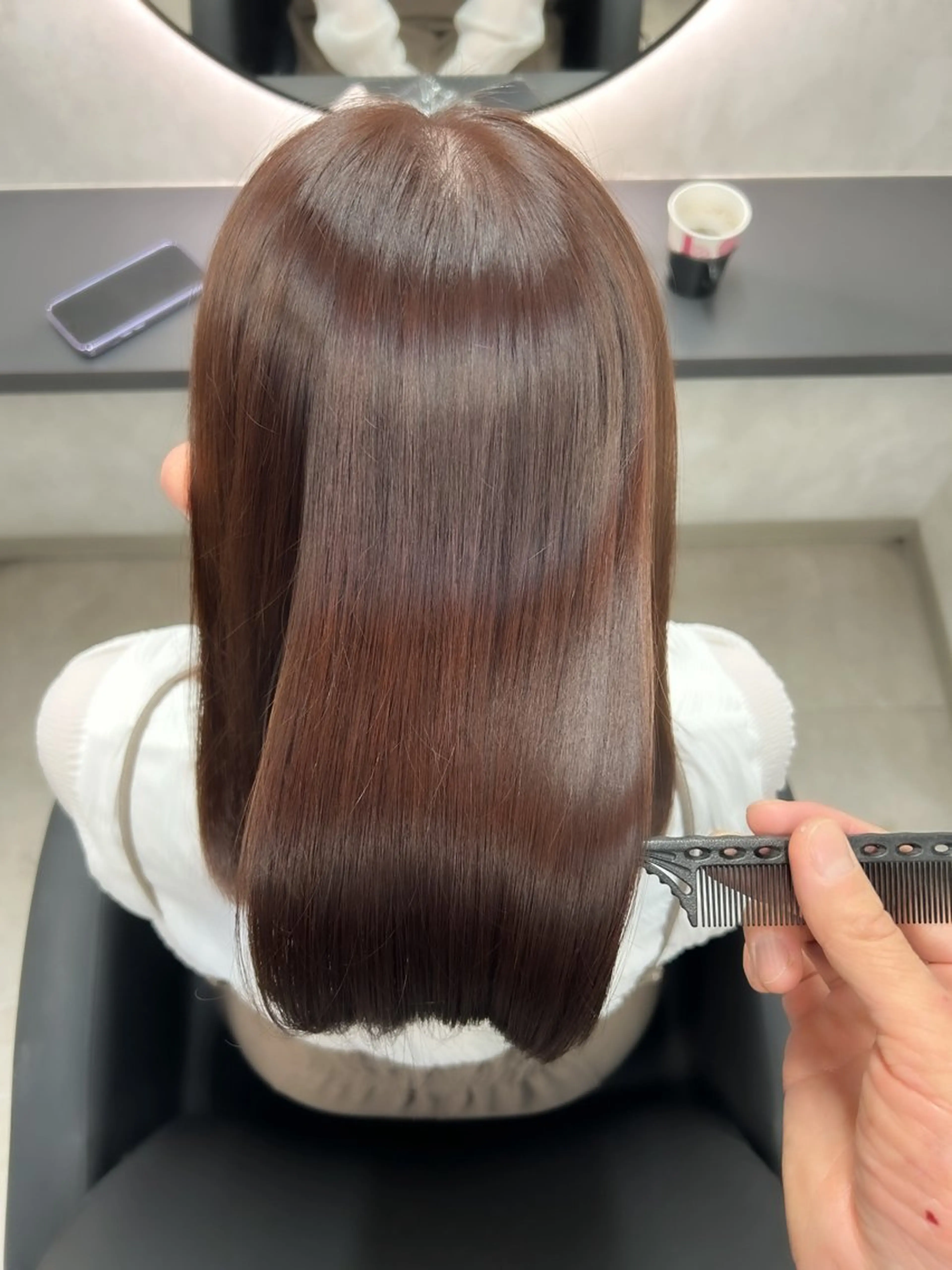 ミディアム カラー 髪質改善 トリートメント カット ヘアカラー 縮毛矯正 トリートメント 新宿/美髪矯正 髪質改善/韓国風山本のヘアスタイル