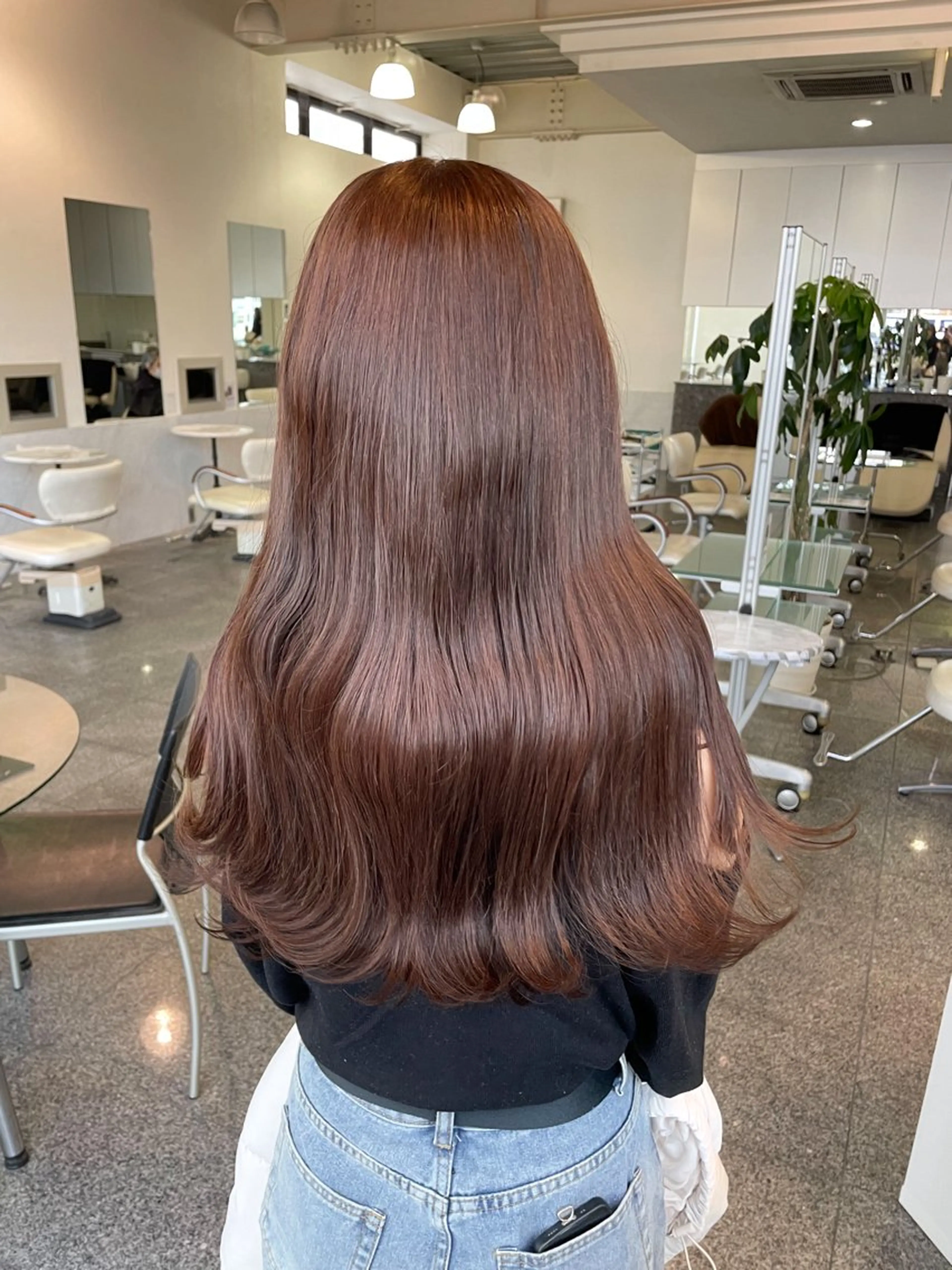ロング カラー ブリーチ ブラウンカラー ブリーチなしカラー オレンジ オレンジブラウン ハイトーン、ブリーチ 🤍足立里湖のヘアスタイル