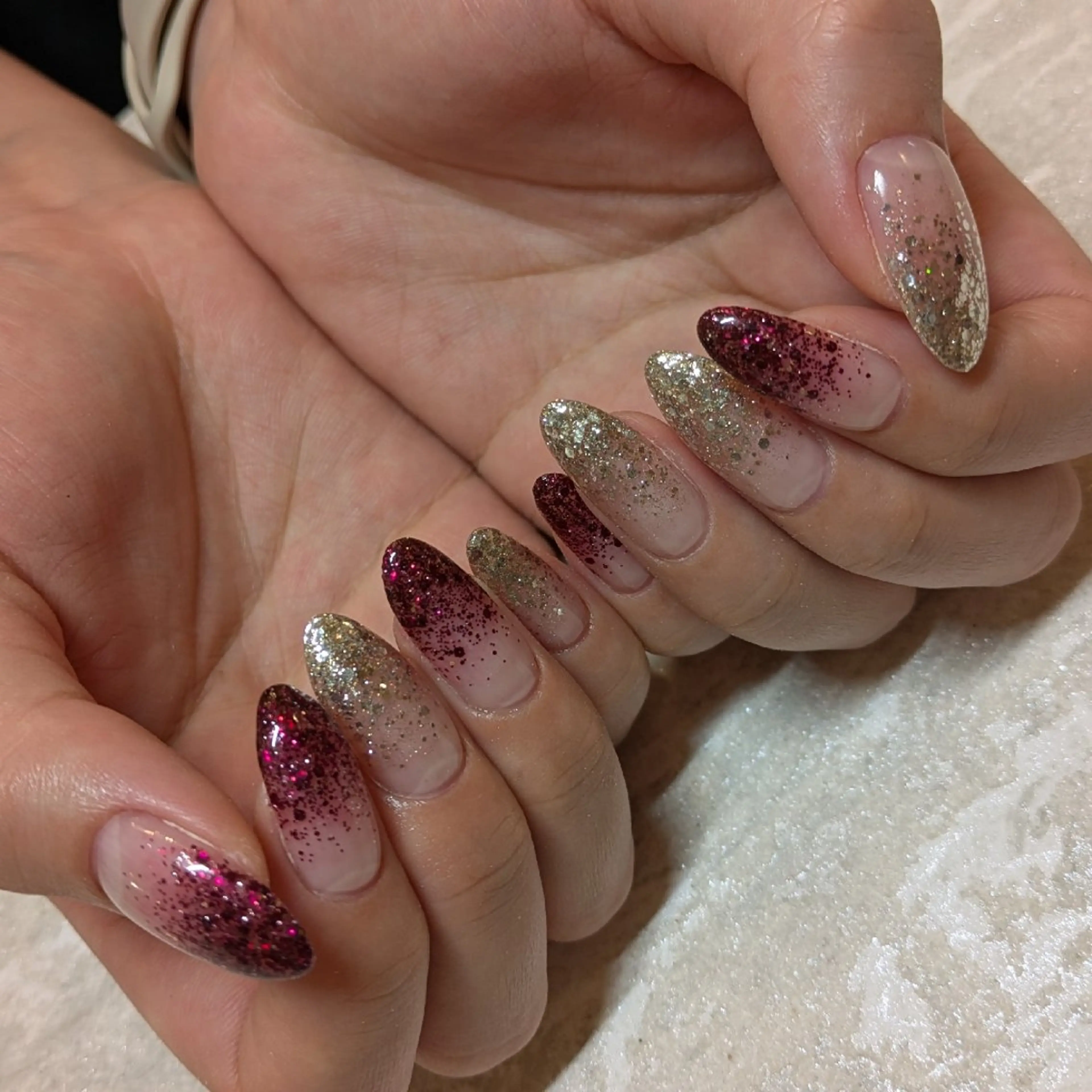 ネイル ラメ(グリッター) ラメグラデーション ジェヌインネイル 河内のネイルデザイン