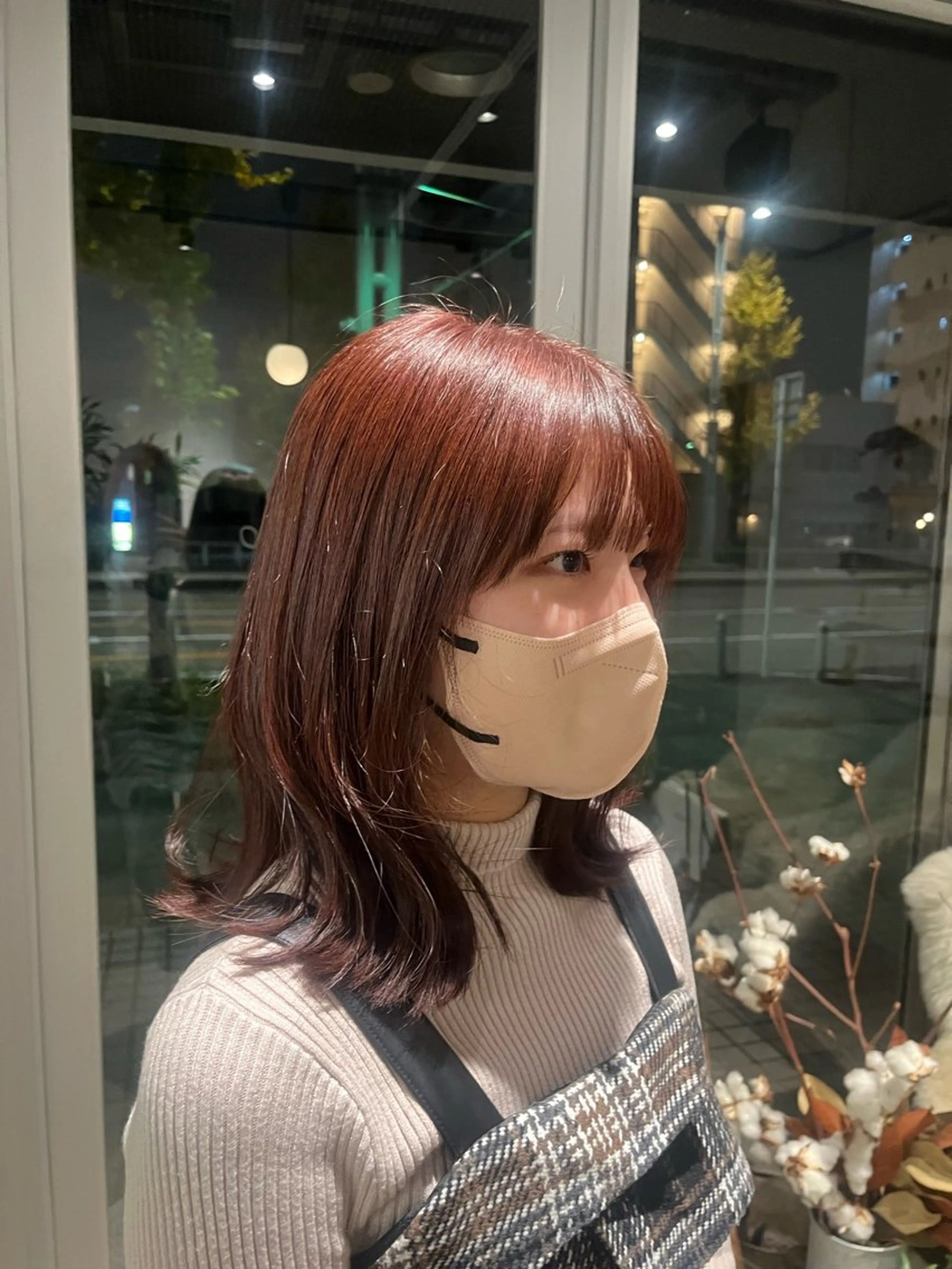 ミディアム カラー ブラウンカラー ピンクカラー ピンクブラウン piilo なかじませりなのヘアスタイル