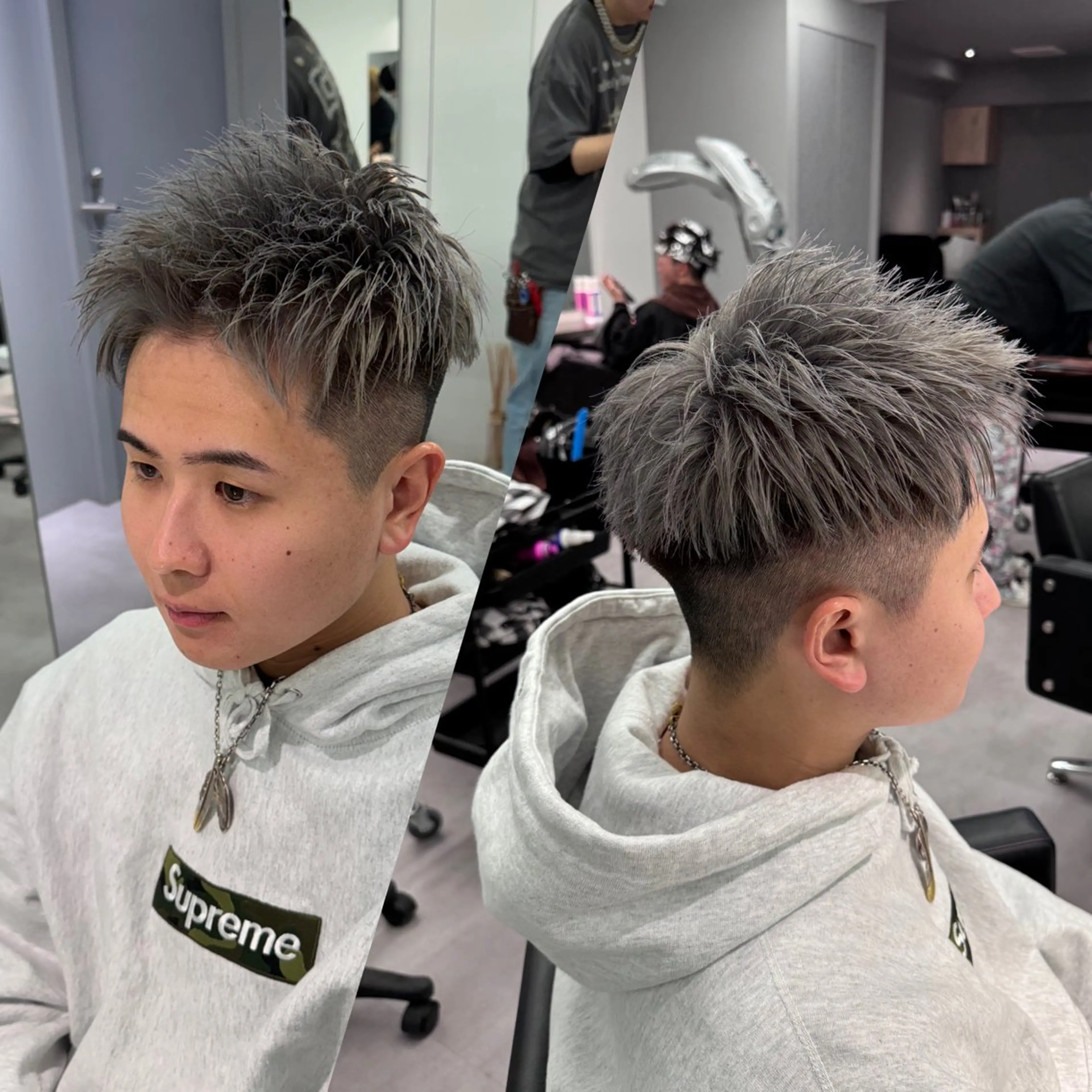カラー メンズ R/🤎 パーマ＆ブリーチ🔥のヘアスタイル