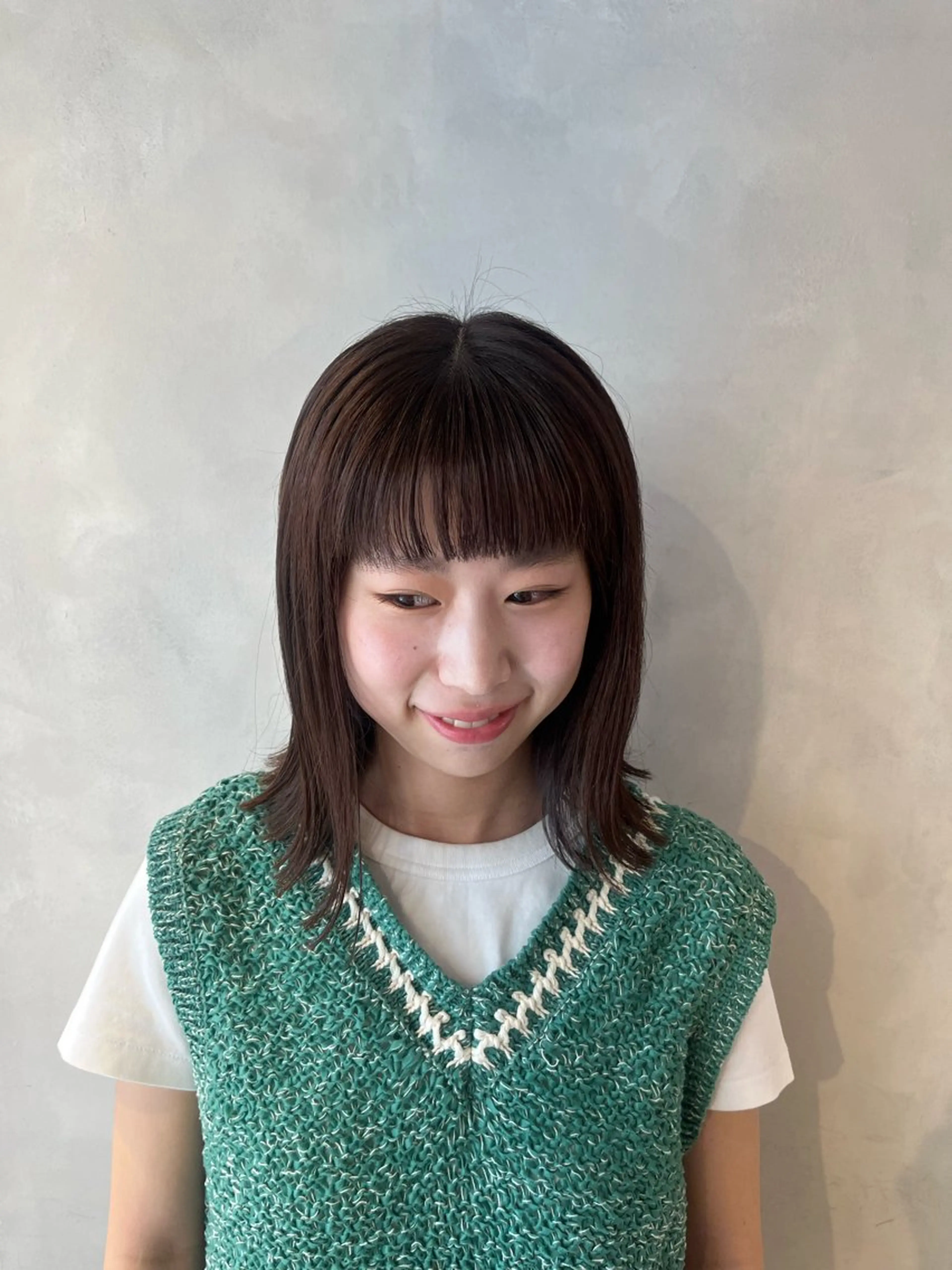 ミディアム カラー ボブ/ベージュ/ パーマ🪿近森ゆいのヘアスタイル