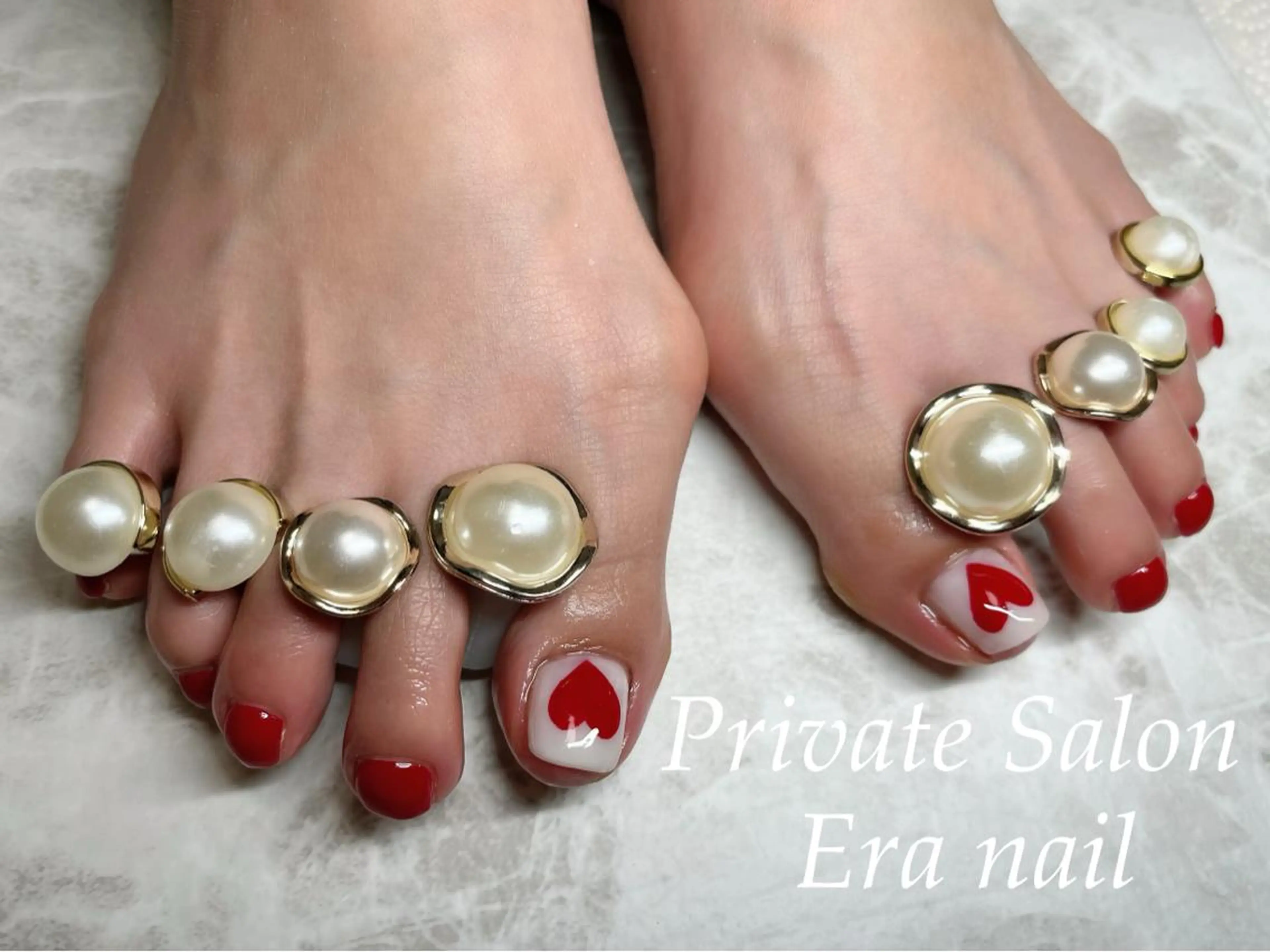 ネイル ハート フットネイル Era nailのネイルデザイン