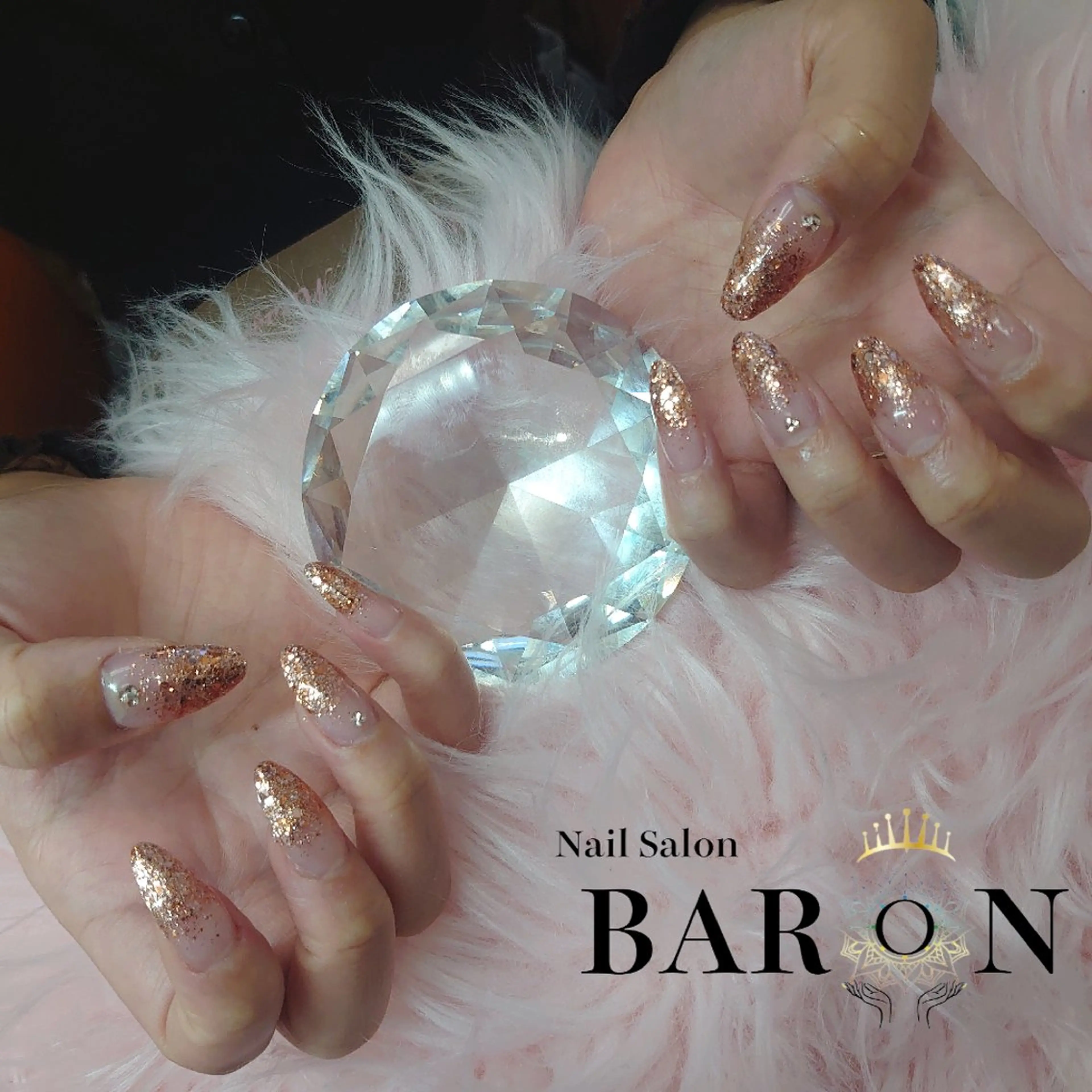 ネイル グラデーション ラメ(グリッター) ラメグラデーション スカルプネイル ハンドネイル ♛BARON♛ AOIのネイルデザイン