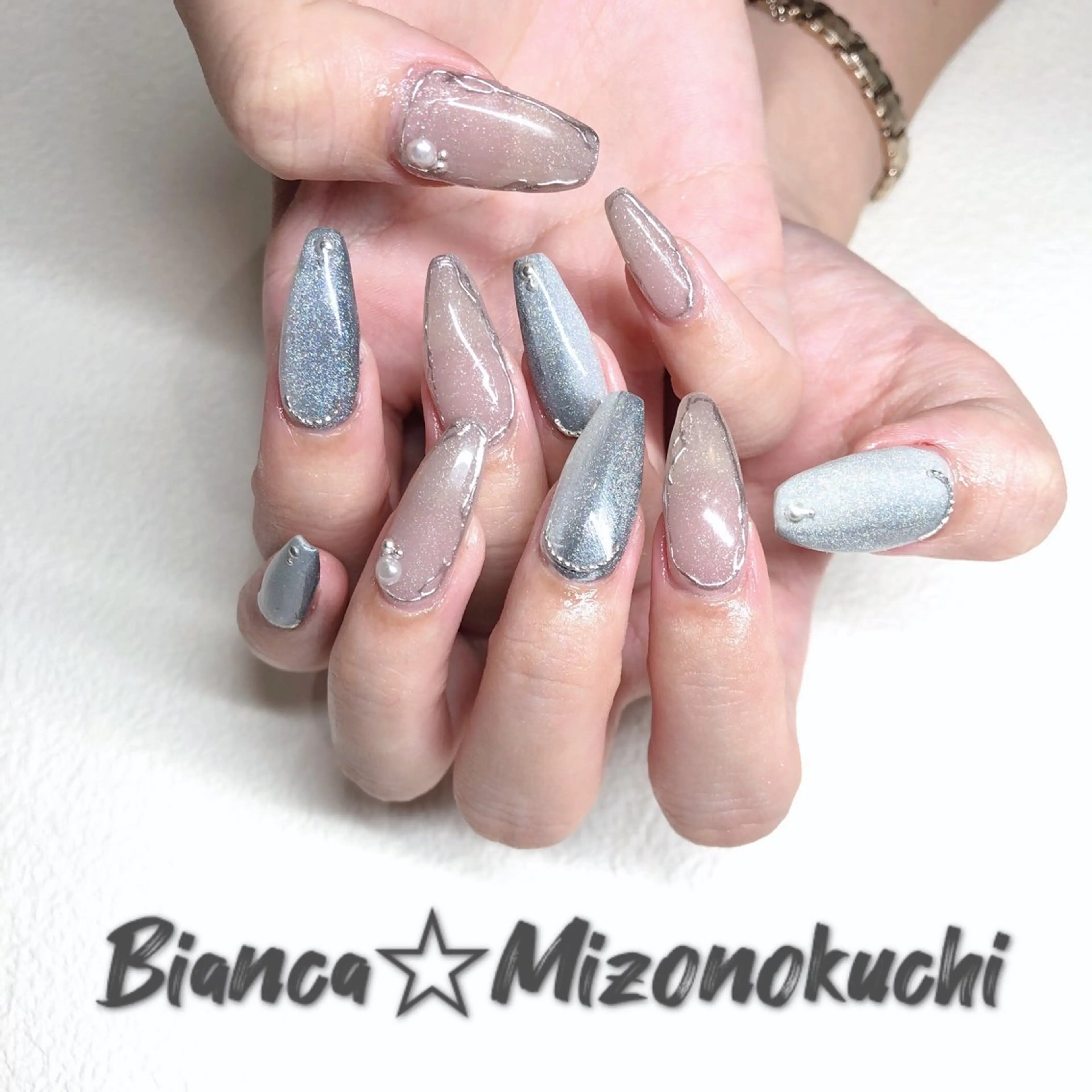 ロング ロング ハンドネイル Bianca 溝の口 ASANOのネイルデザイン