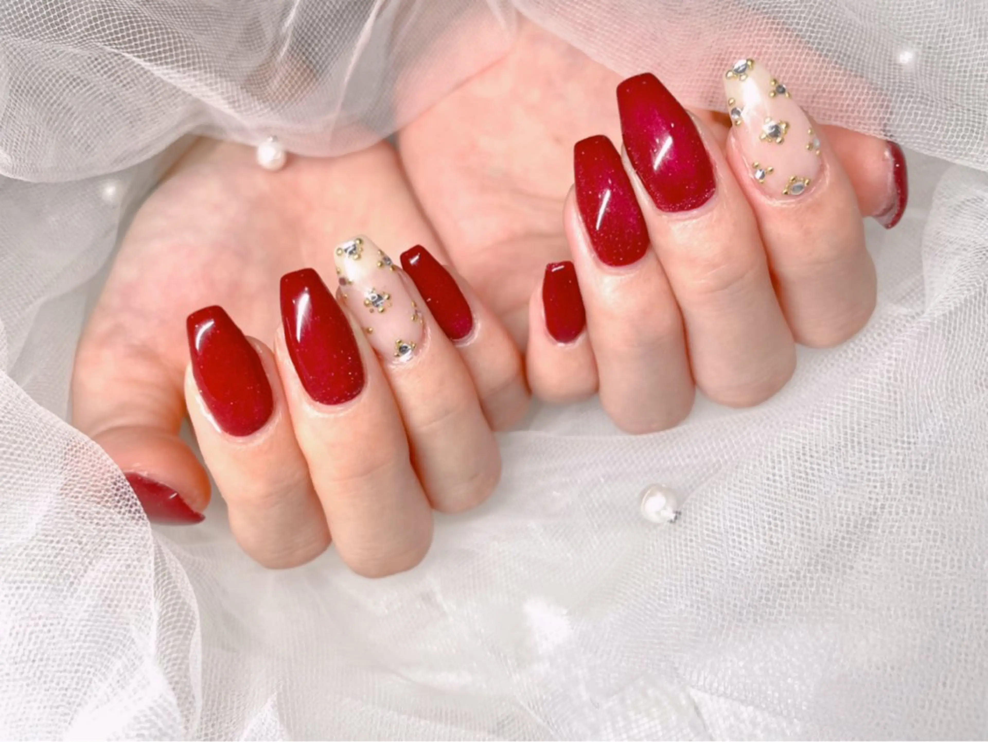 ネイル ボルドー ゆりか ジョアアンジェ福島のネイルデザイン