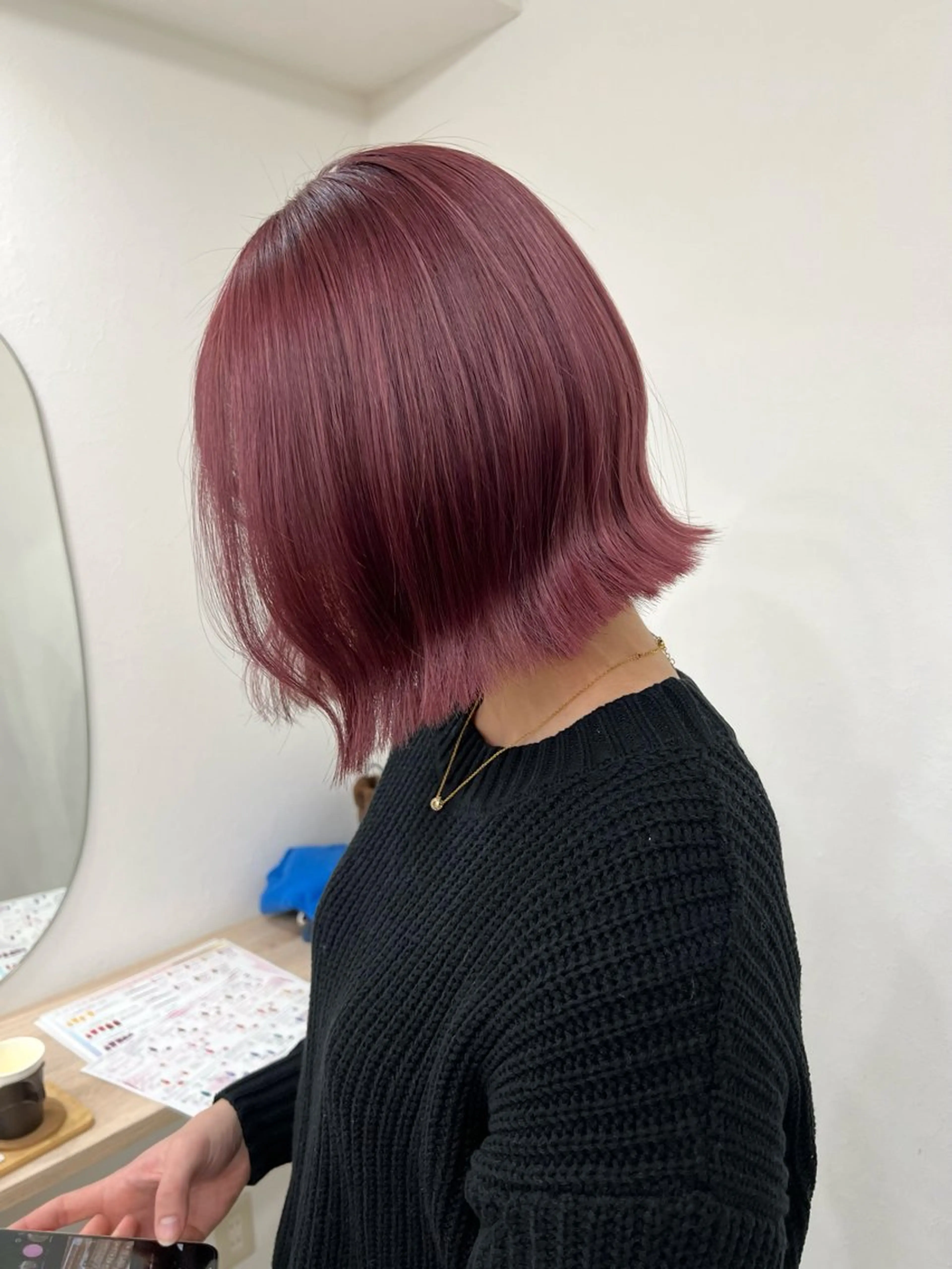 ミディアム カラー ピンクカラー ヘアカラー トリートメント TOKI mahoのヘアスタイル