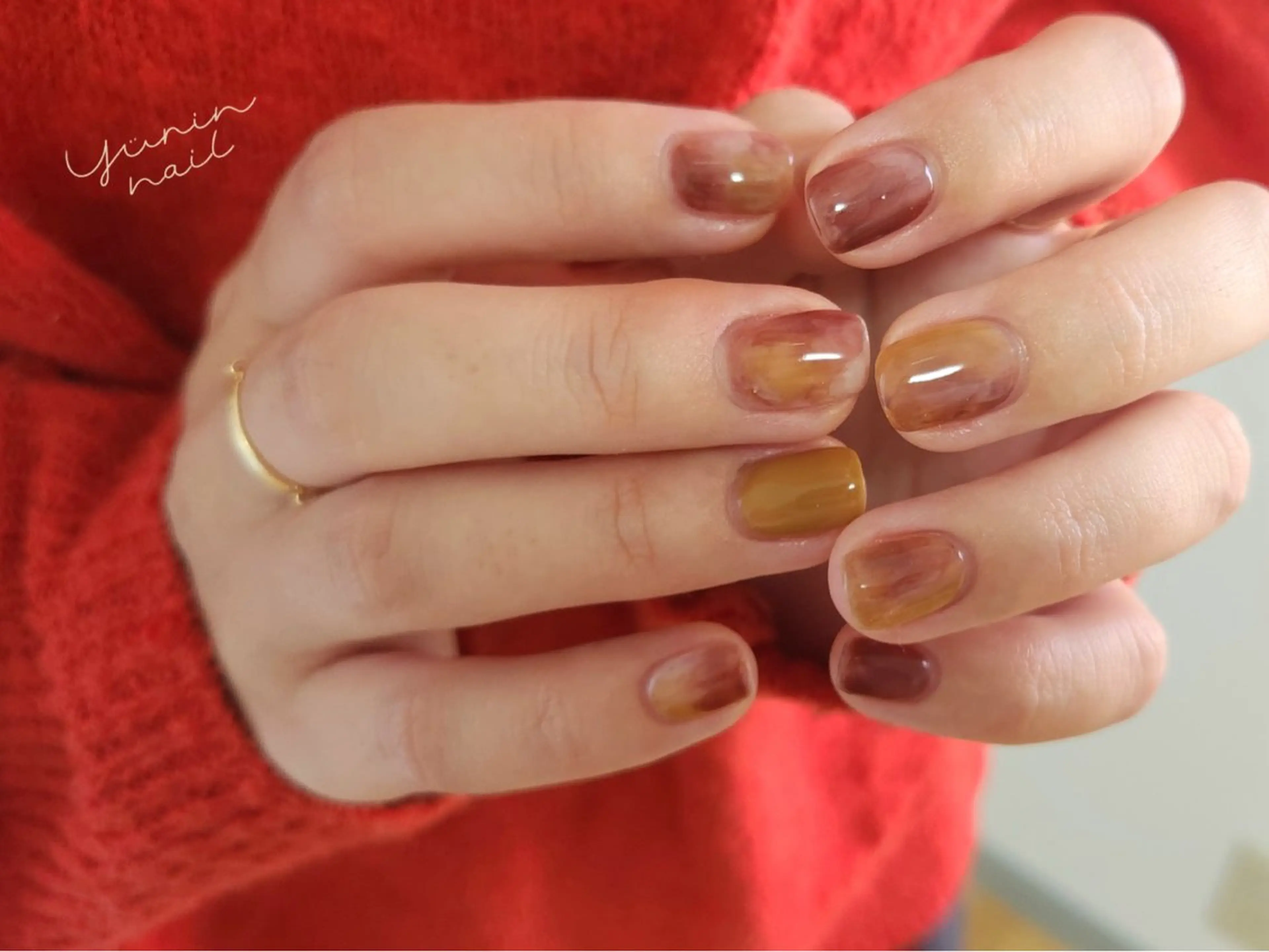 ネイル 大理石ネイル(マーブル) ニュアンスネイル ハンドネイル ショートネイル専門 yurin nailのネイルデザイン