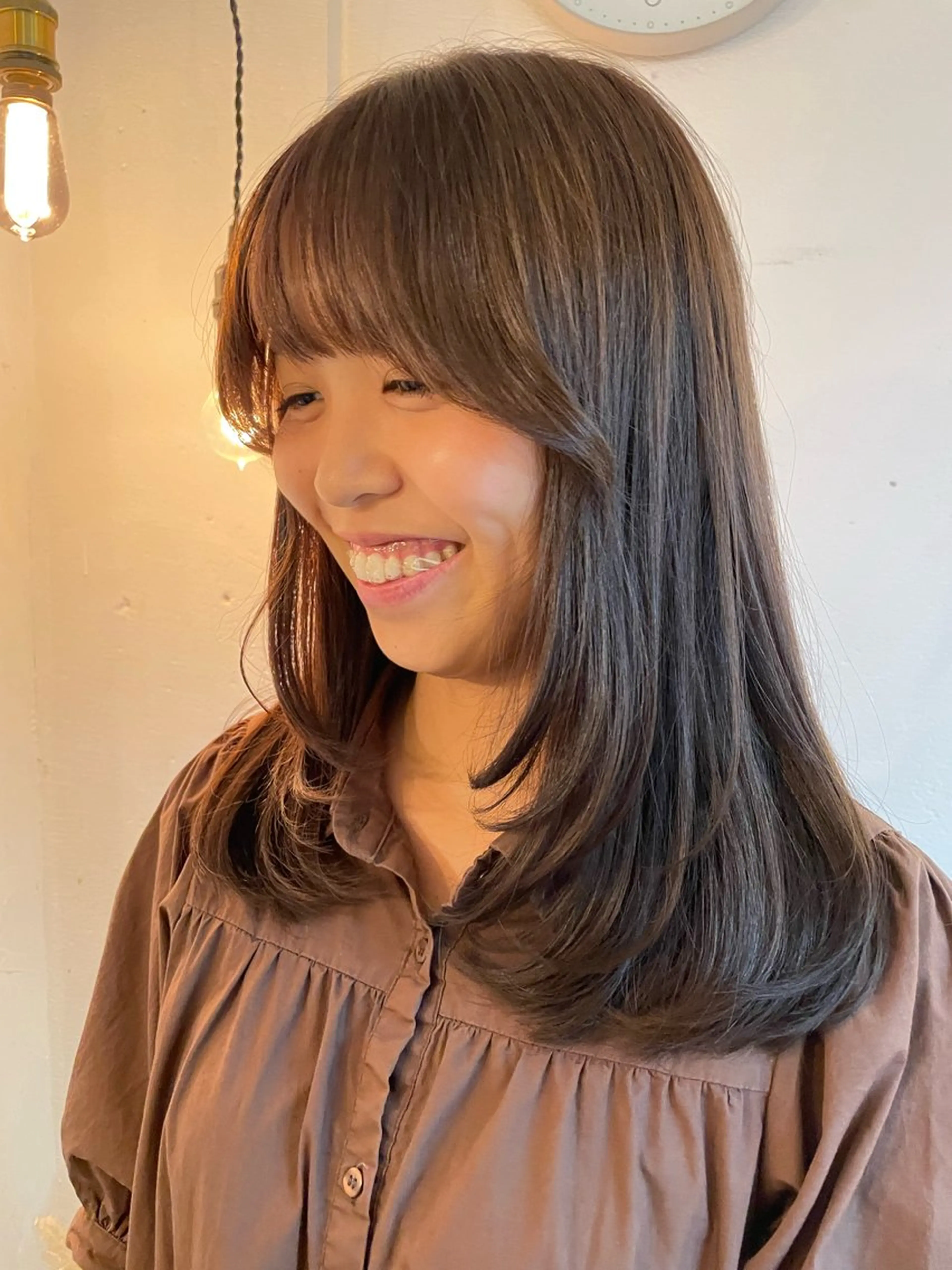 セミロング カラー レイヤーカット 京都美容師 塩のヘアスタイル