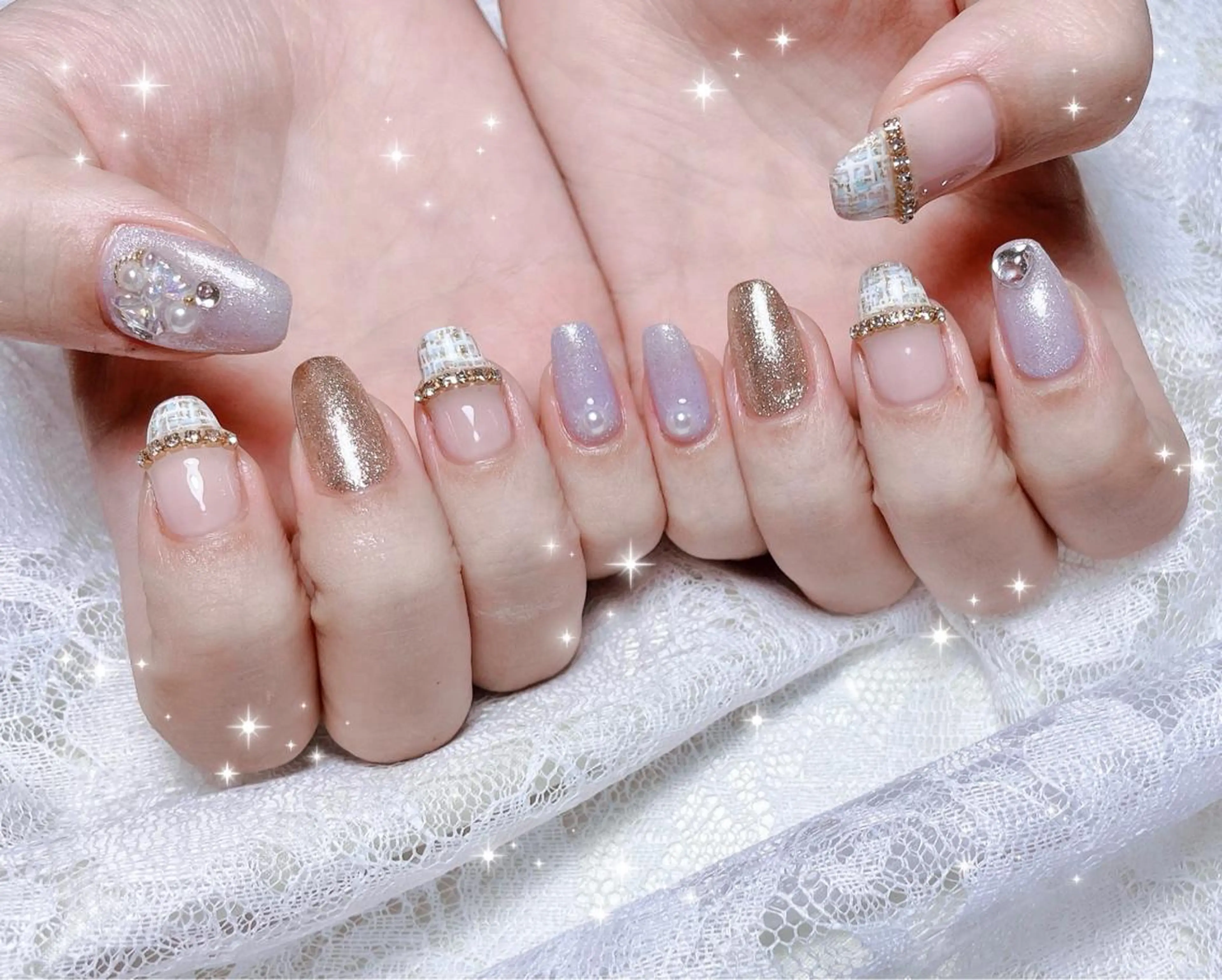 ネイル アートネイル ツイードネイル ハンドネイル FLARE NAIL フレアネイルのネイルデザイン