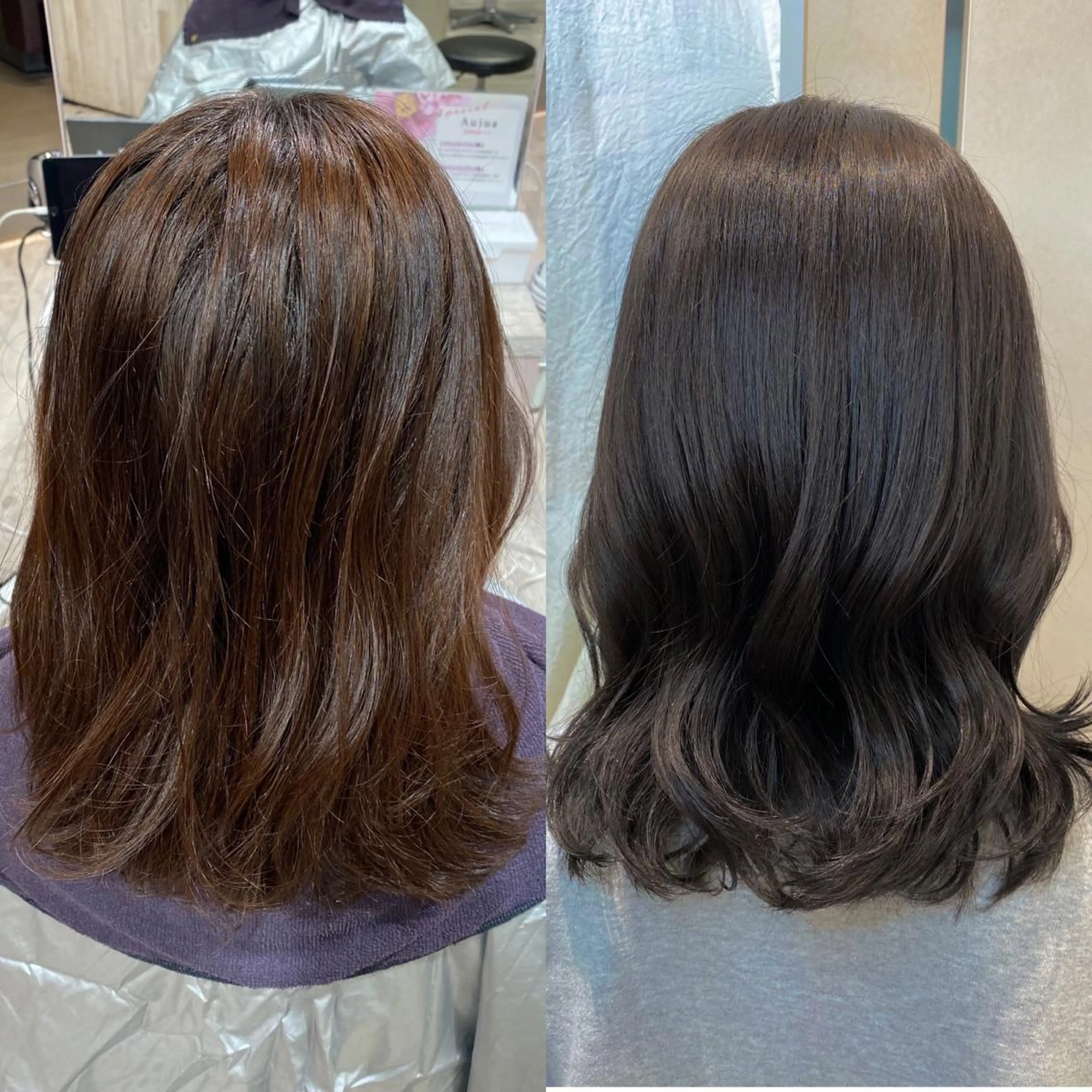 ミディアム カラー ヘアカラー トリートメント 透明感🫧 佐藤歩夢のヘアスタイル