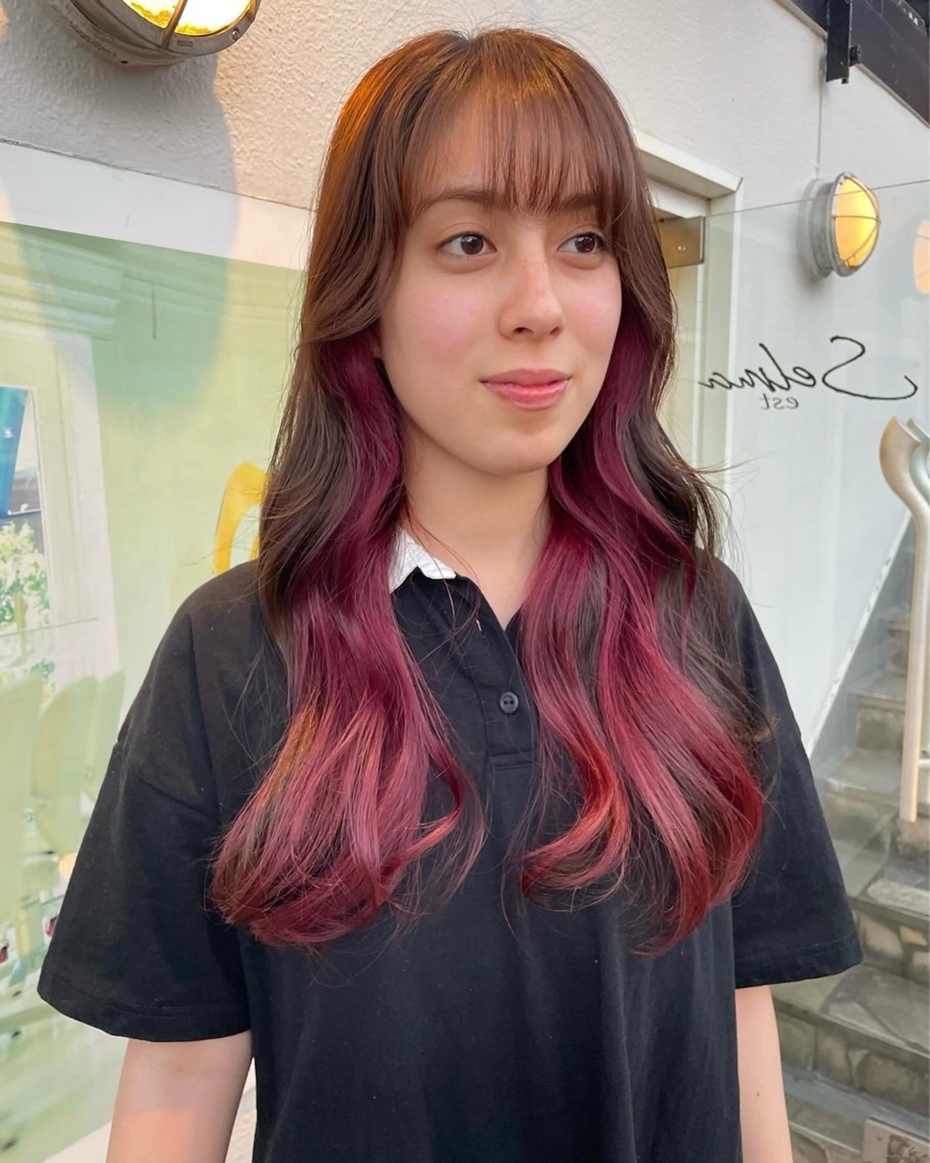ロング カット ヘアカラー トリートメント 平 ちひろのヘアスタイル