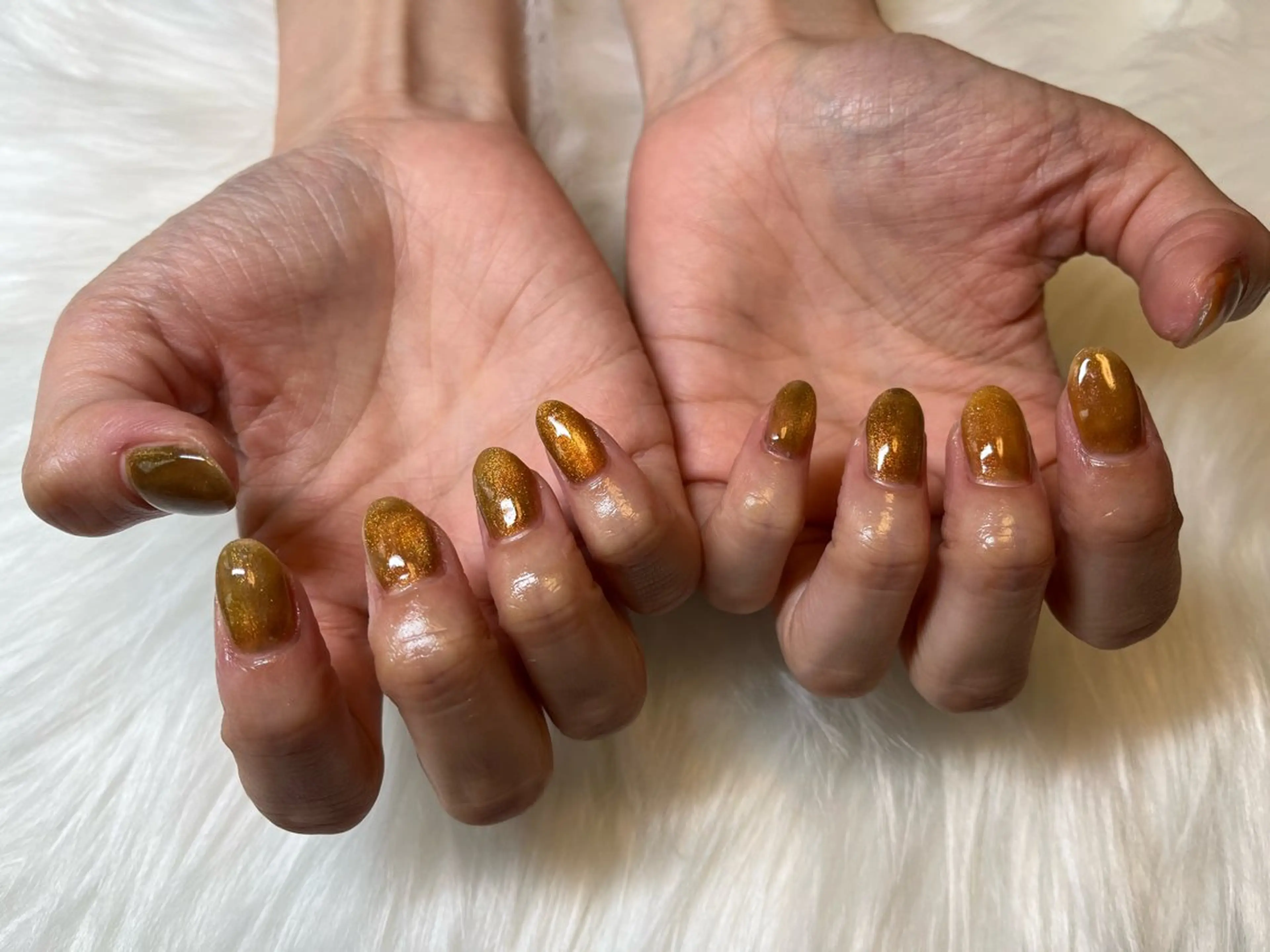 ネイル マグネットネイル オレンジ ネイルサロン flatのネイルデザイン