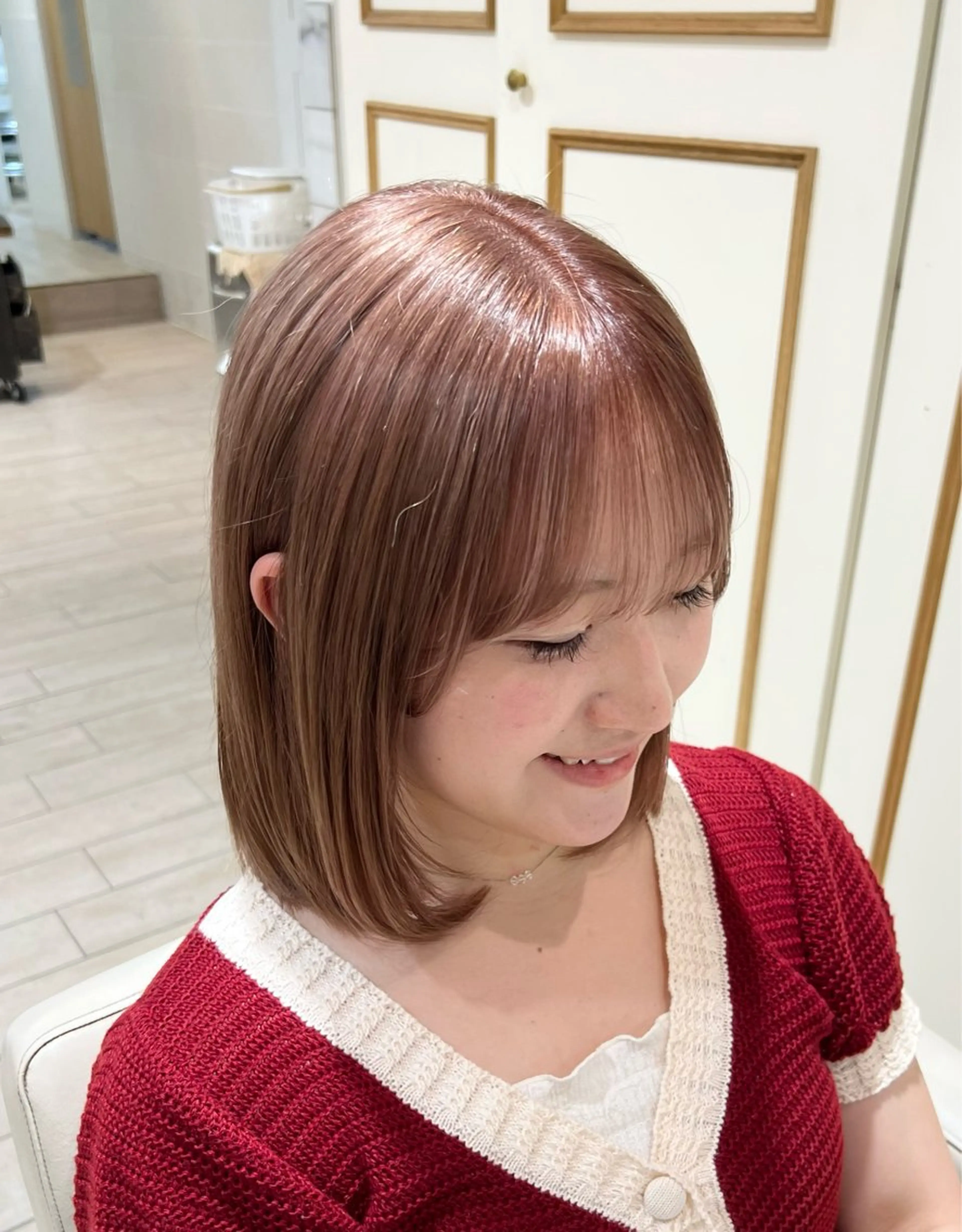 ショート カラー ベージュカラー ピンクカラー ピンクベージュ ヘアカラー ୨୧color୨୧ ちひろのヘアスタイル