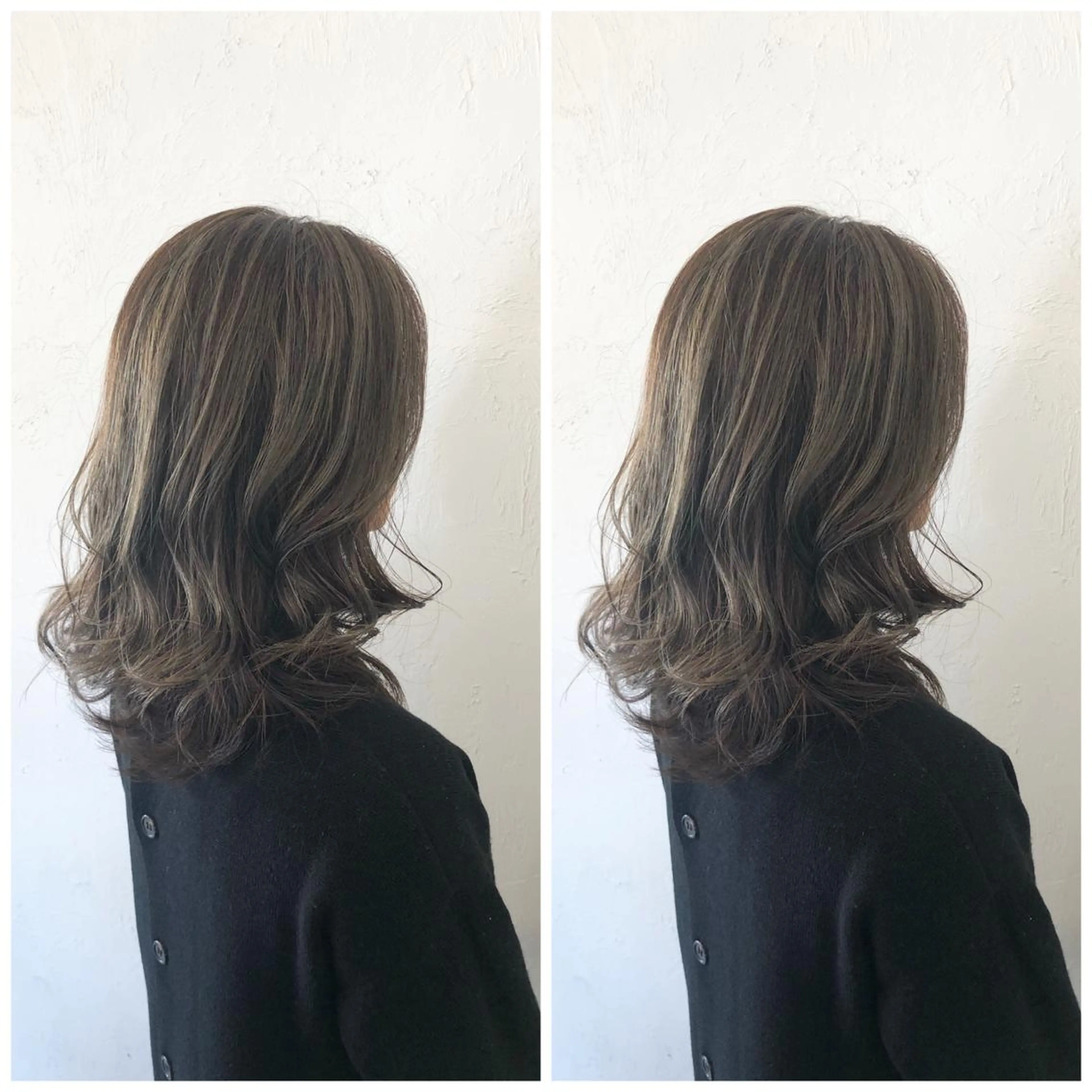 セミロング カラー グレージュ バレイヤージュカラー 特化美容師✨星皓太のヘアスタイル