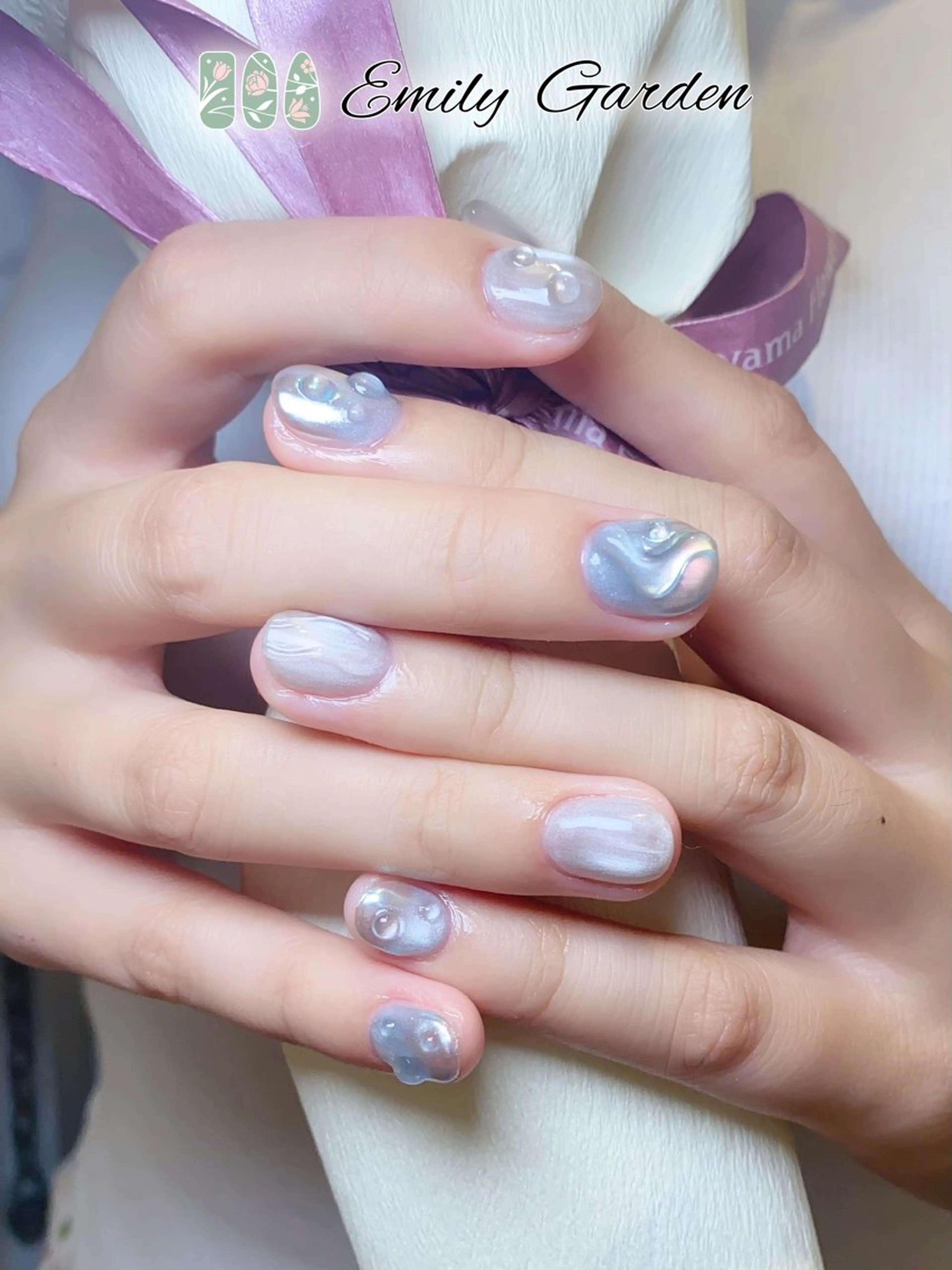 【夏限定☀︎】立体×水滴デザイン💧透明感あふれる定額ネイル💧カラー変更・パーツ変更・アレンジも可能の写真