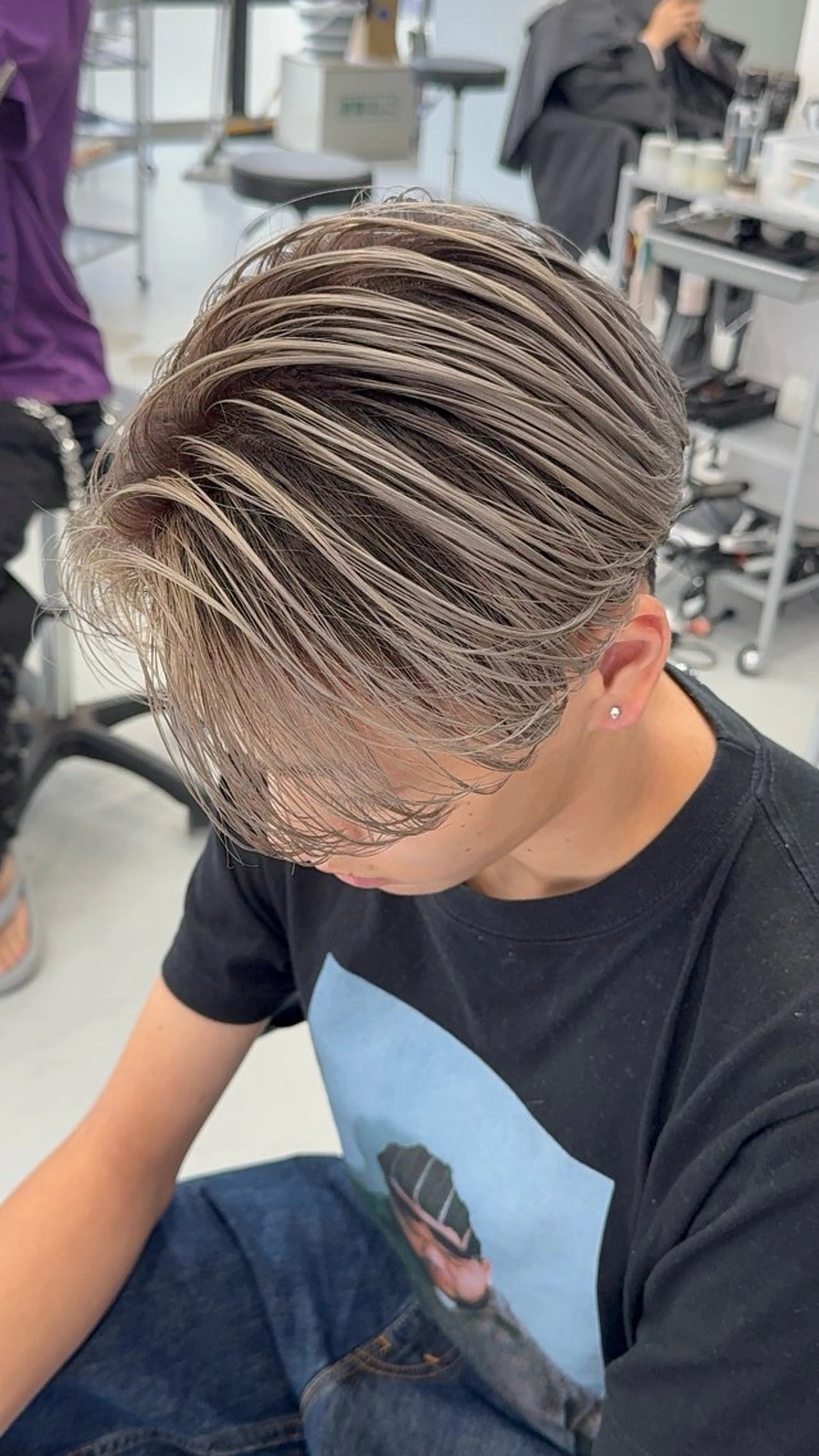 ミディアム カラー メンズ メンズバレイヤージュ バレイヤージュ デザインカラー レイヤーカット ヘアカラー sol by gisele所属・takumi/パーマ /バレイヤージュのヘアスタイル