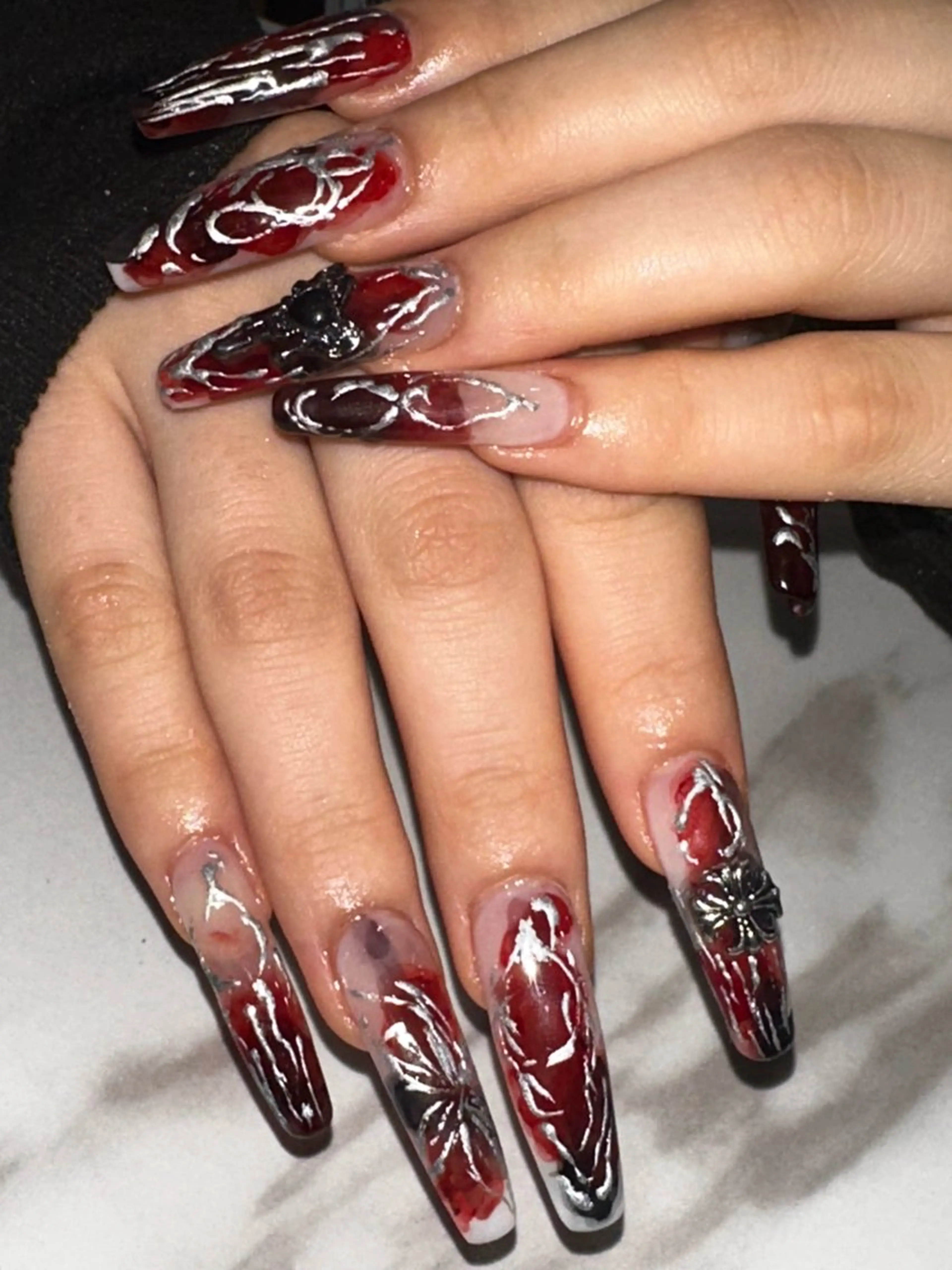 ネイル ロングネイル ニュアンスネイル スカルプネイル ワンホンネイル icy nail れいあのネイルデザイン