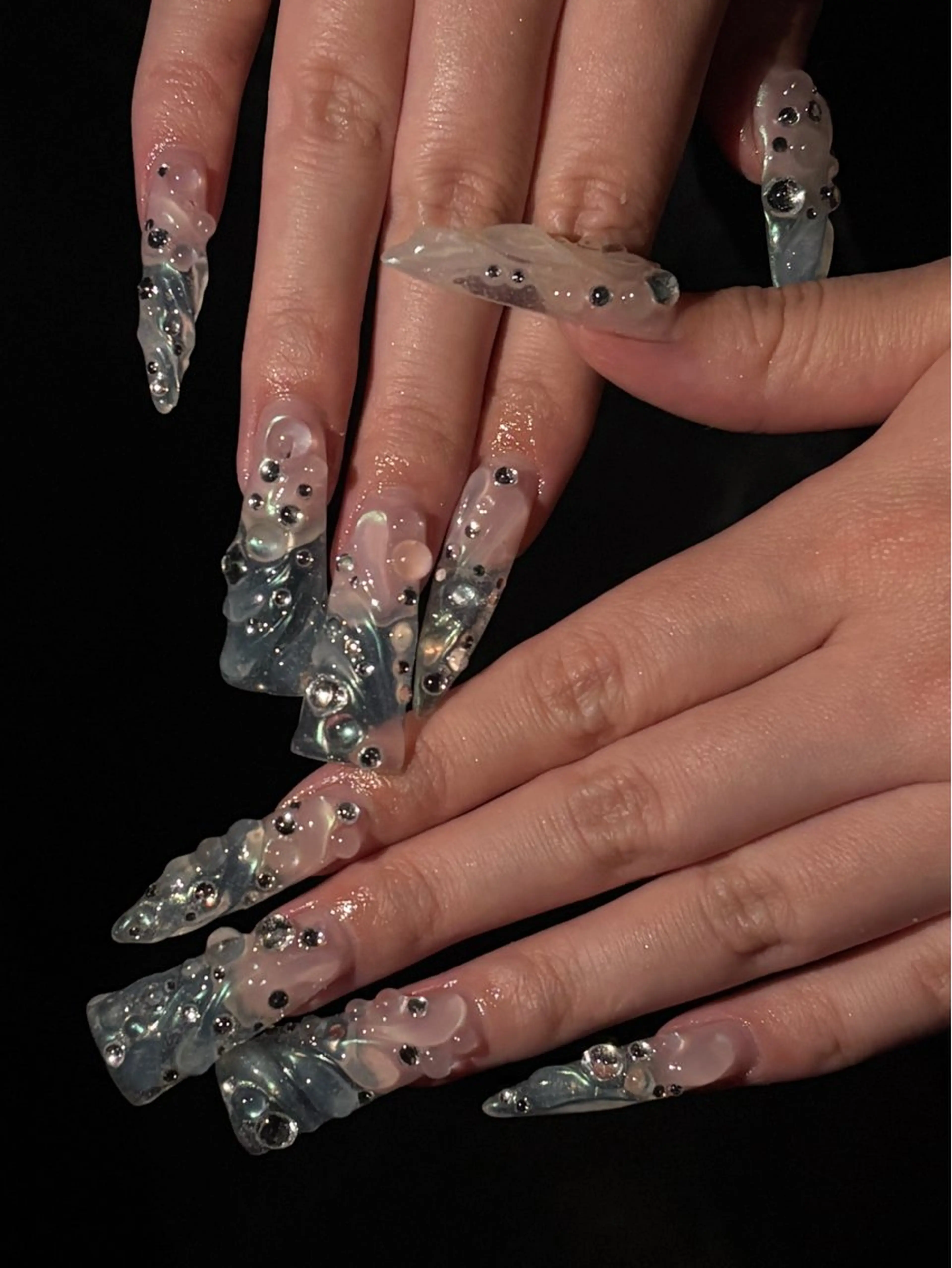 ネイル ロングネイル スカルプネイル ワンホンネイル ハンドネイル icy,nail ユリアのネイルデザイン