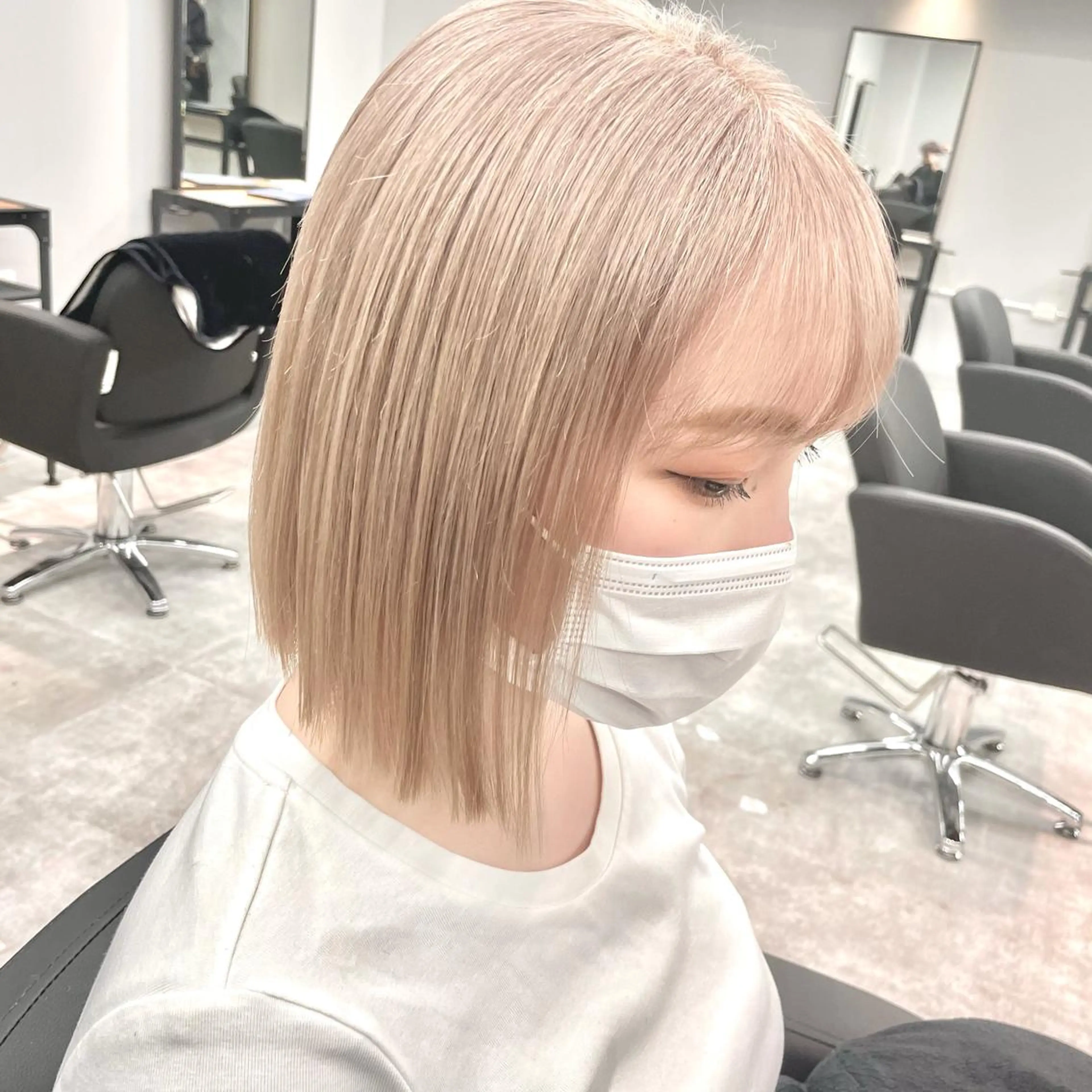 セミロング カラー ハイトーンカラー ヘアカラー トリートメント MiL所属・✨ハイトーン✨ 濱田知孝のヘアスタイル