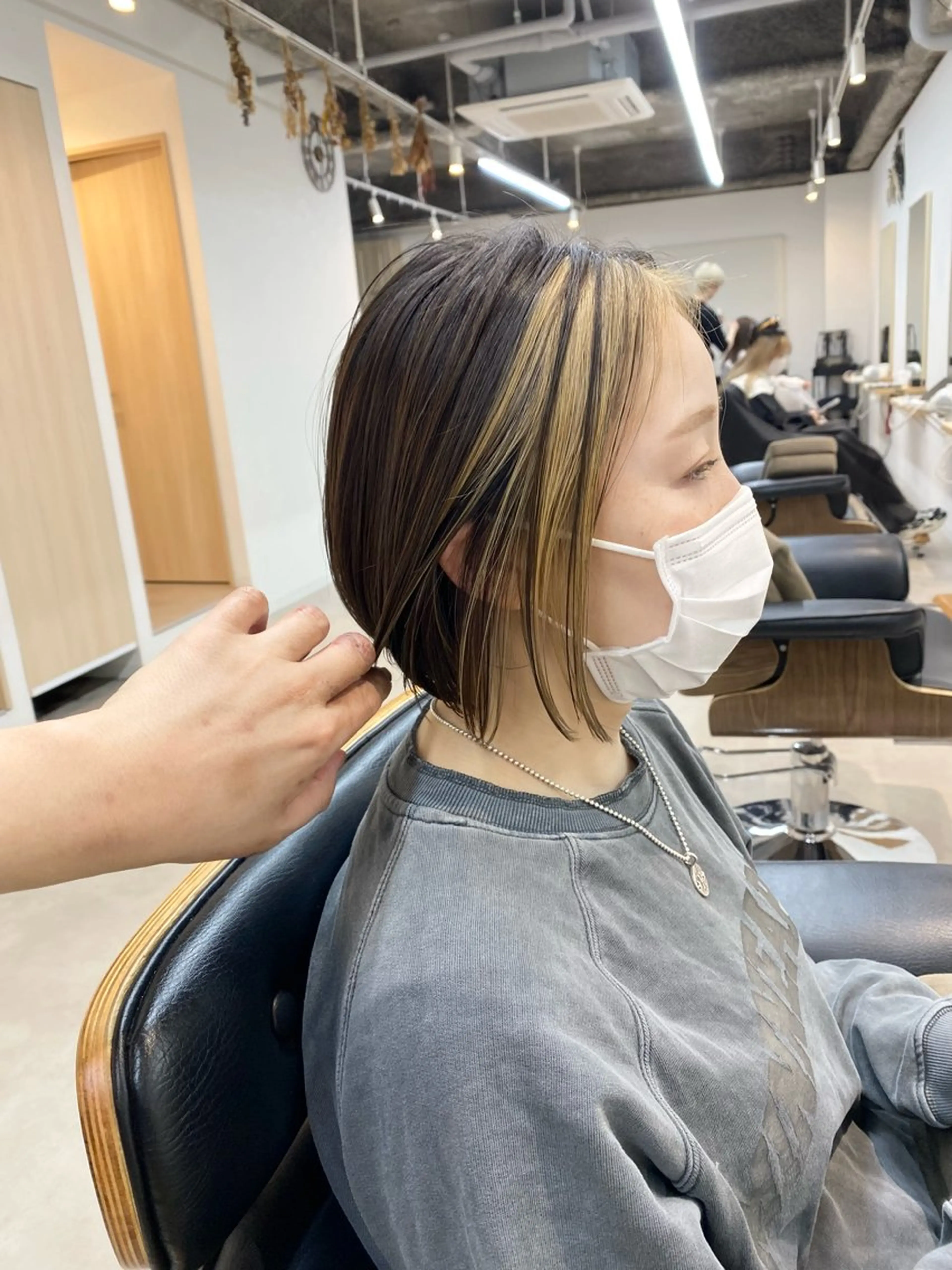 ミディアム カラー インナーカラー ショート/ハイライト /白髪ぼかし🌿松本のヘアスタイル