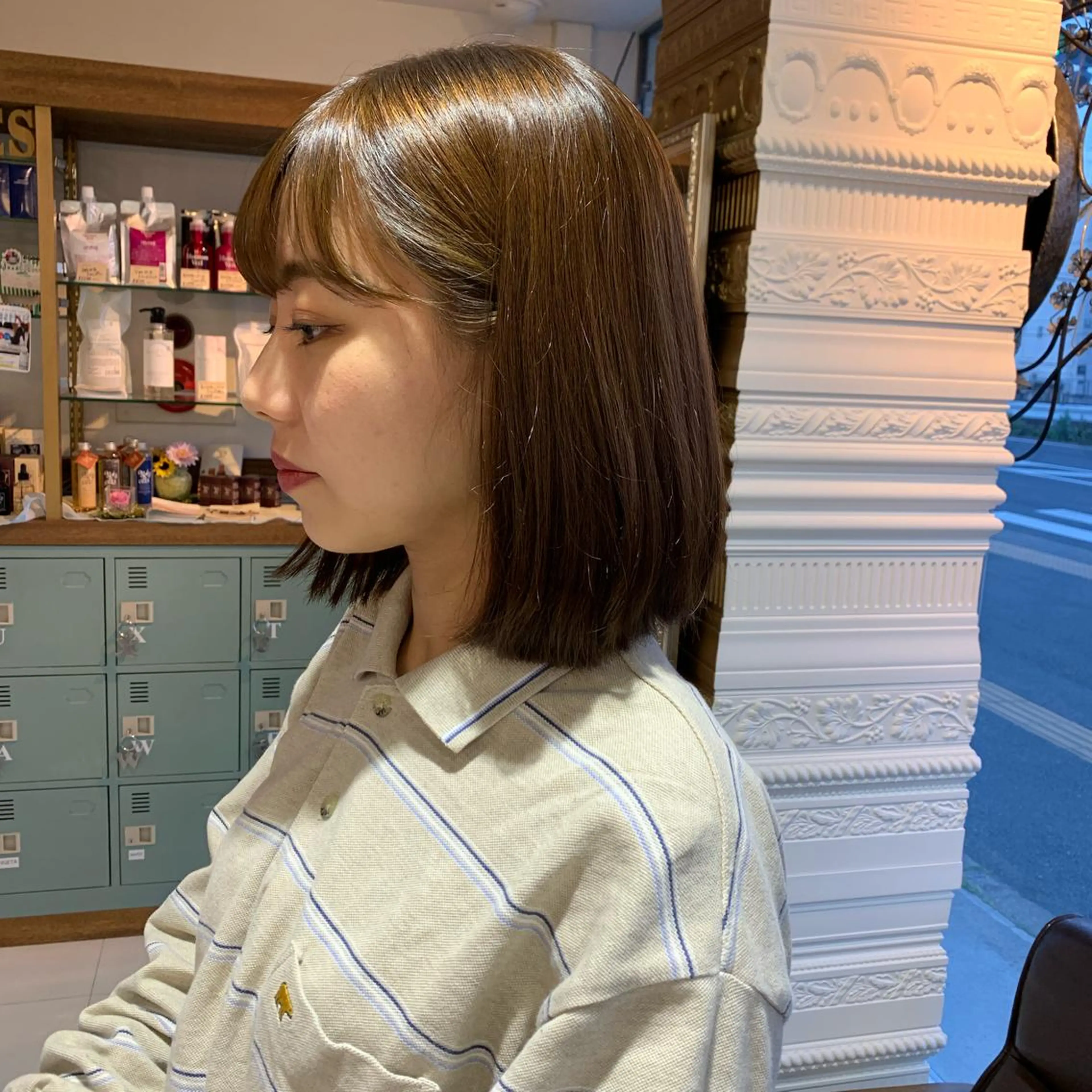 ミディアム 切りっぱなしボブ ボブ カット 👑満足度1000% 重村　春奈👑のヘアスタイル