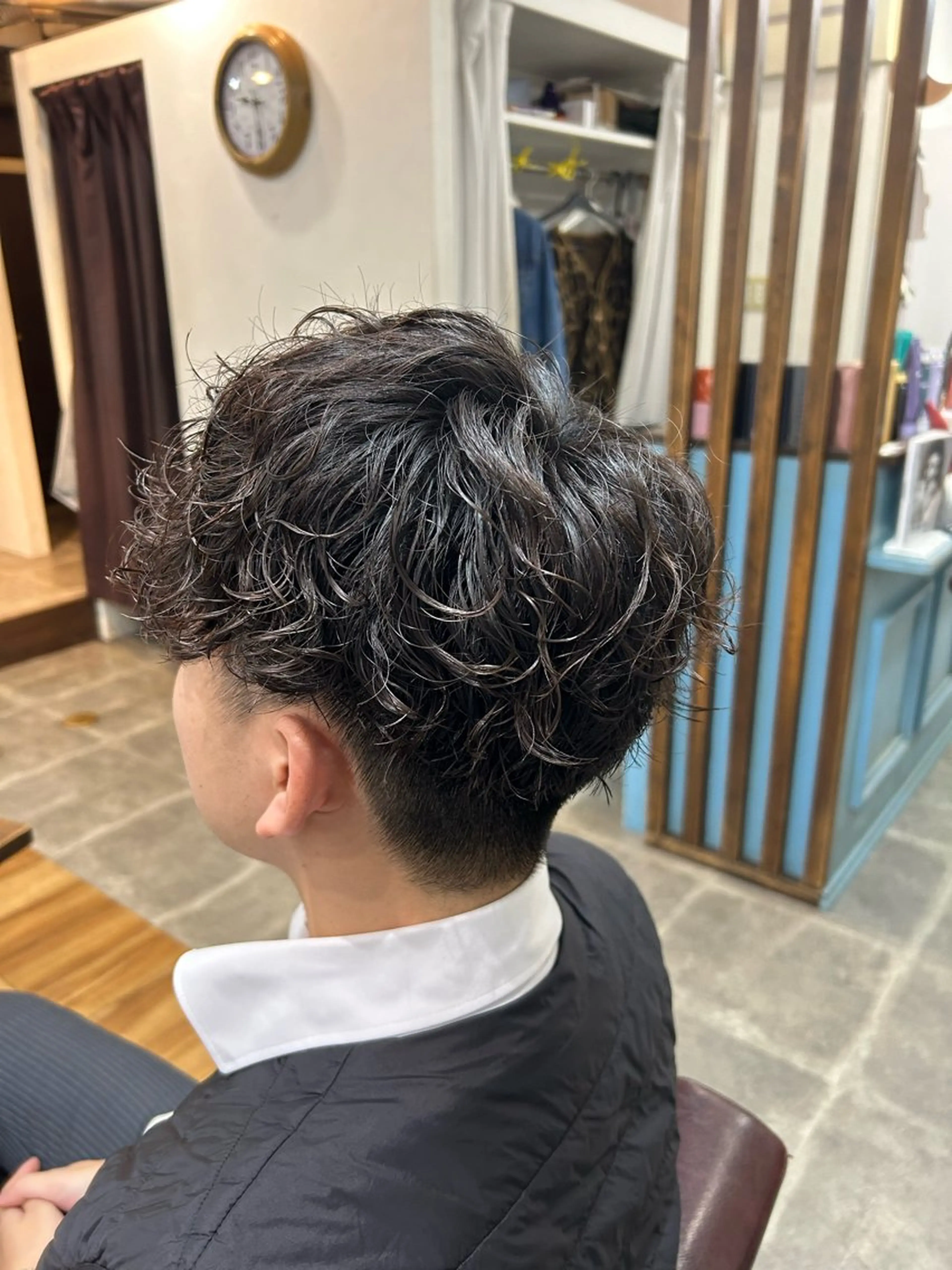 ショート パーマ メンズ 波巻きパーマ カット パーマ CECIL hair なんば店所属・メンズパーマ 艶髪☆店長☆有馬のヘアスタイル