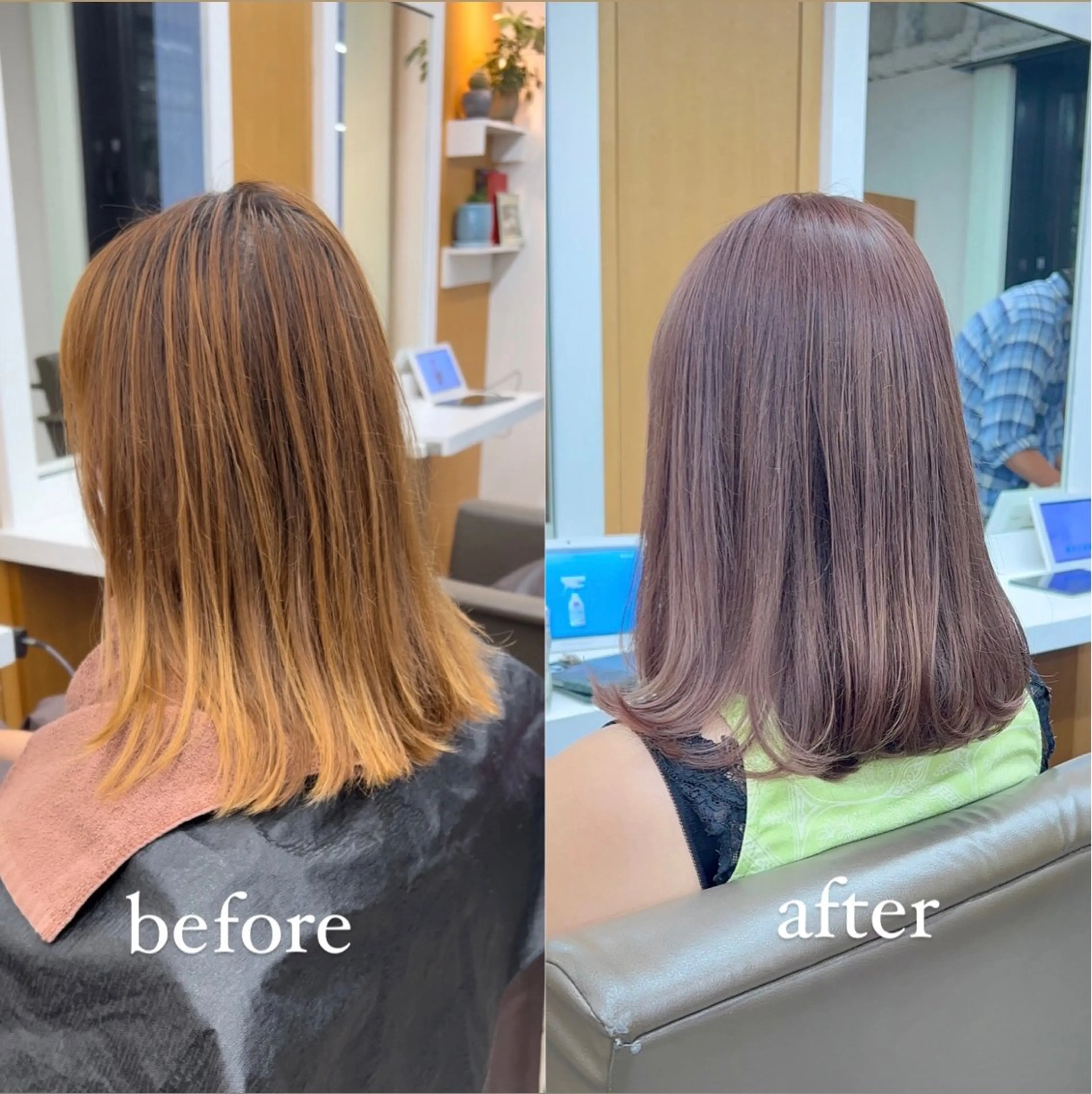 セミロング カラー グレージュ ラベンダーカラー ラベンダーグレージュ ラベンダーグレー 透明感カラー/ イルミナカラーヒロキのヘアスタイル