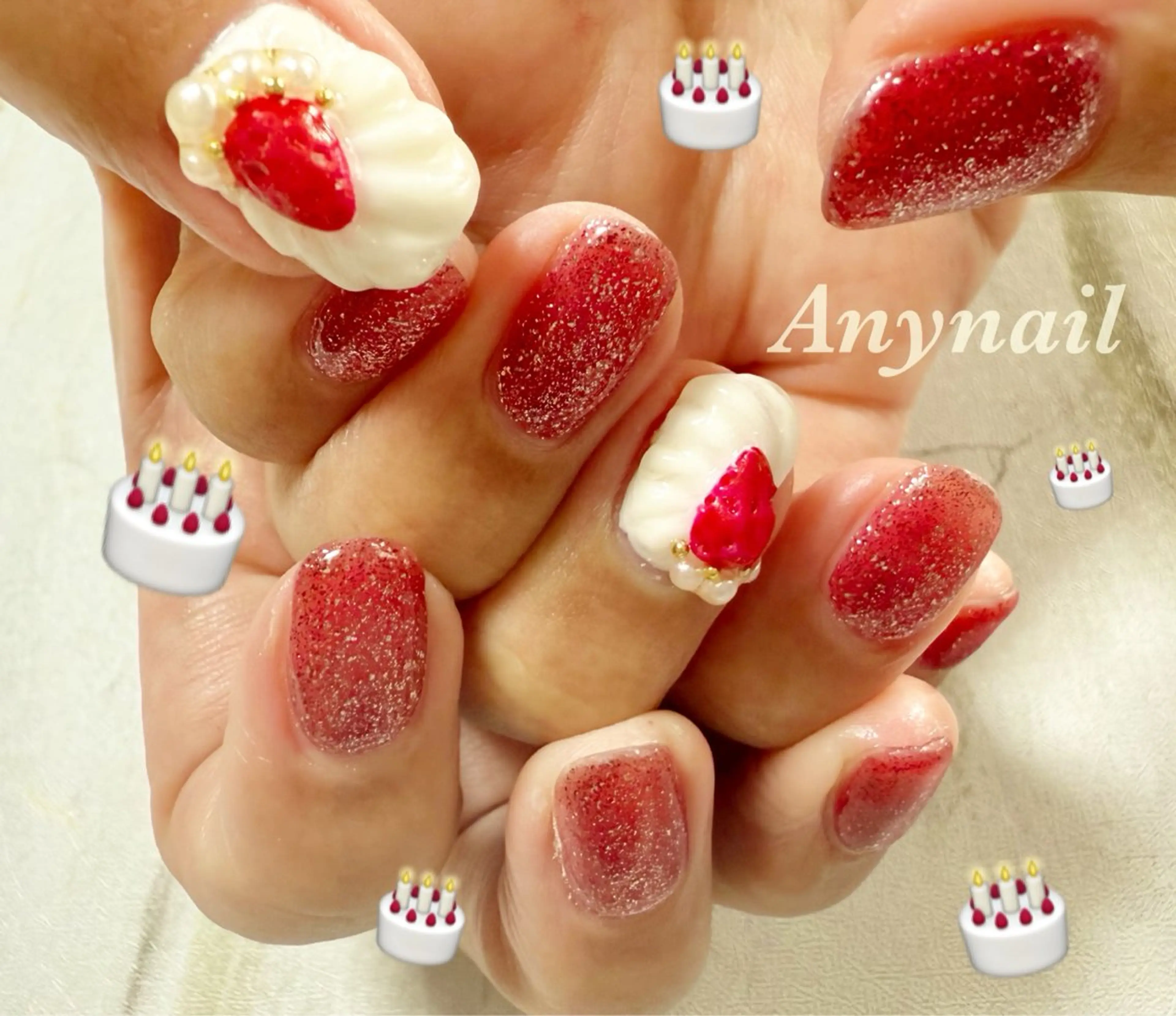 ネイル ブルー マグネットネイル 赤色 岩澤 恵子のネイルデザイン