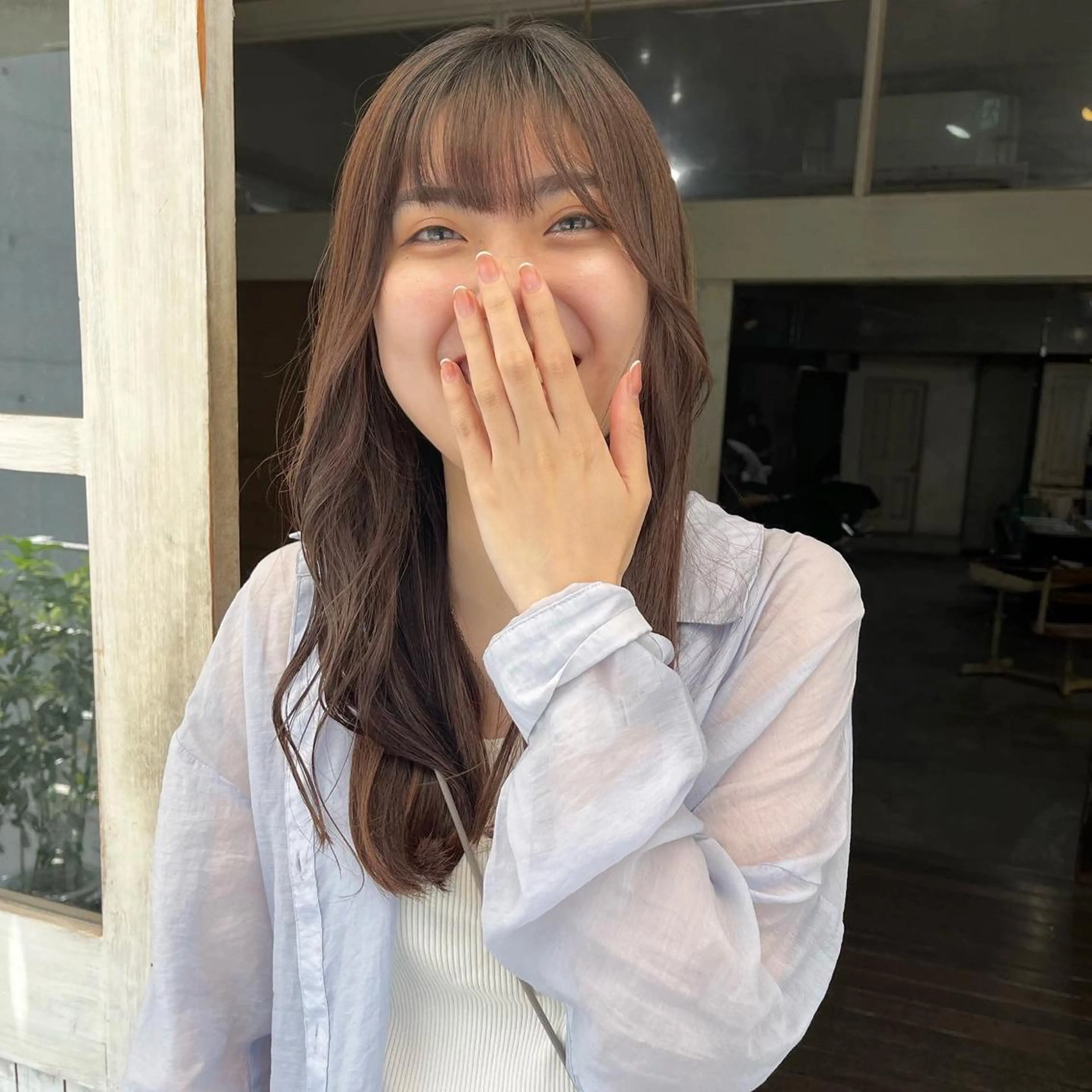 セミロング カラー キッズ アッシュ アッシュグレー アッシュグレージュ グレージュ デザインパーマ ハイライトIkumiのヘアスタイル