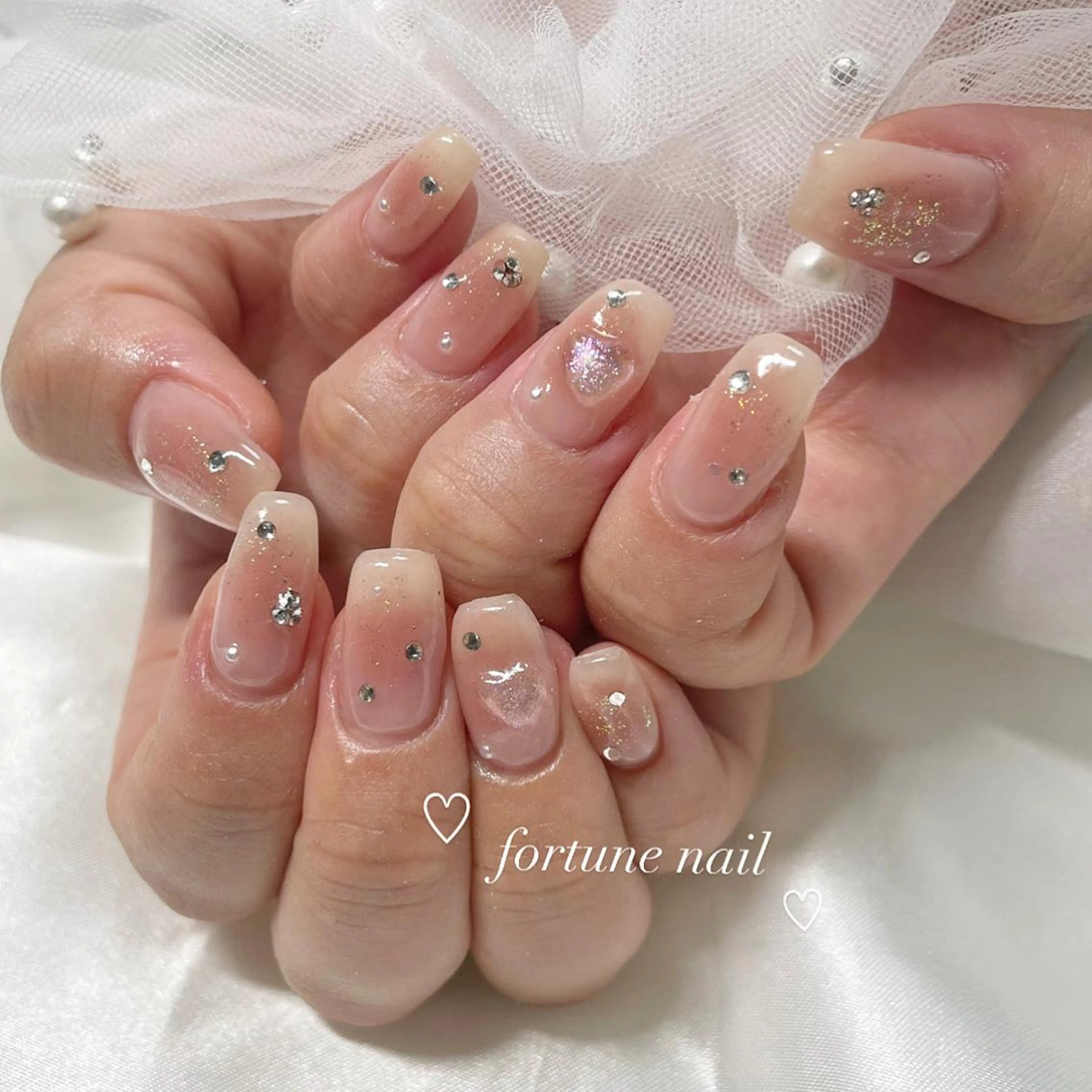 ネイル チークネイル ハート ワンホンネイル ハンドネイル ☆saori ☆12/15空のネイルデザイン