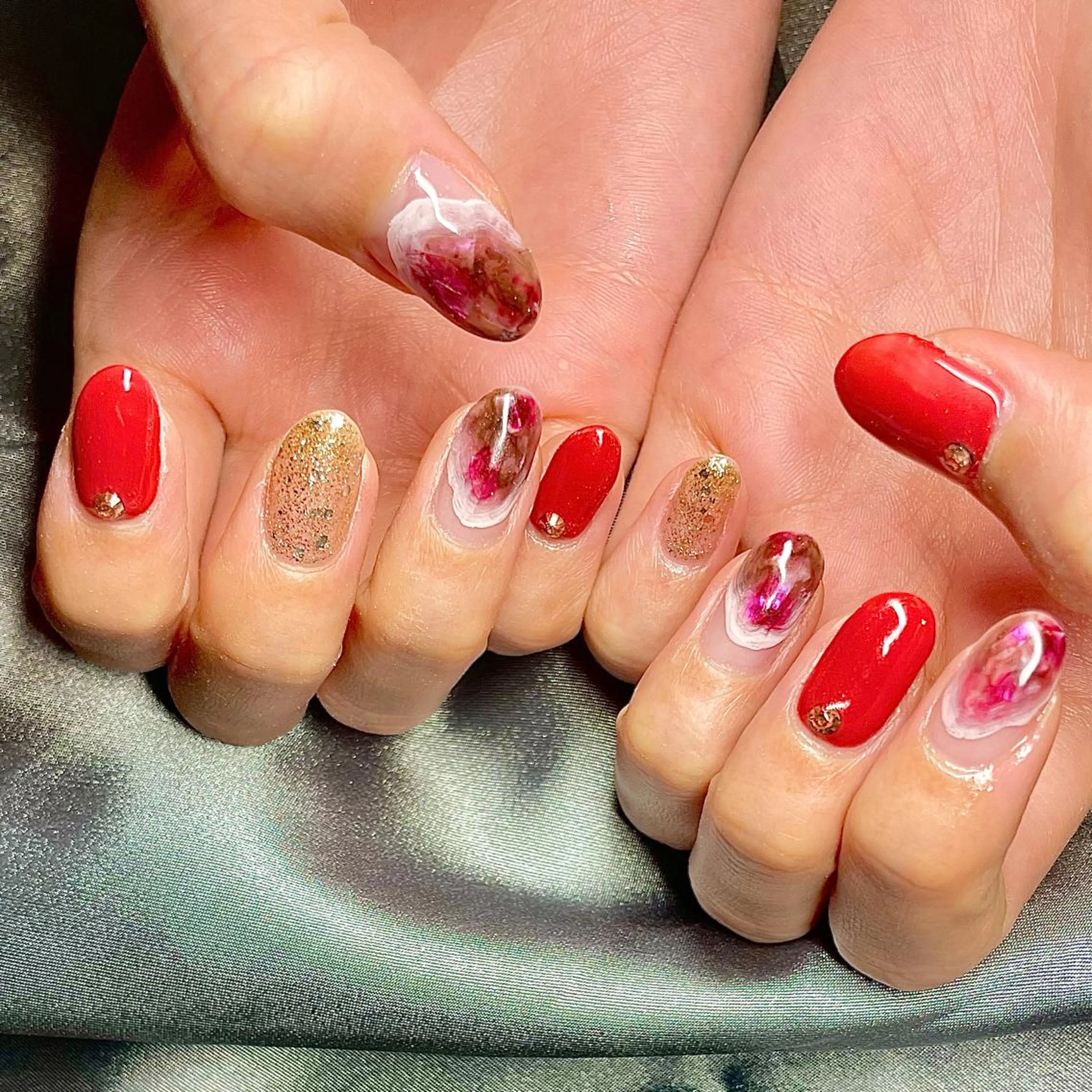 ミディアム カラー パーマ ヘアアレンジ メンズ キッズ ネイル マツエク・マツパ アイブロウ テラコッタ nail&eye Aoのマツエク・マツパデザイン