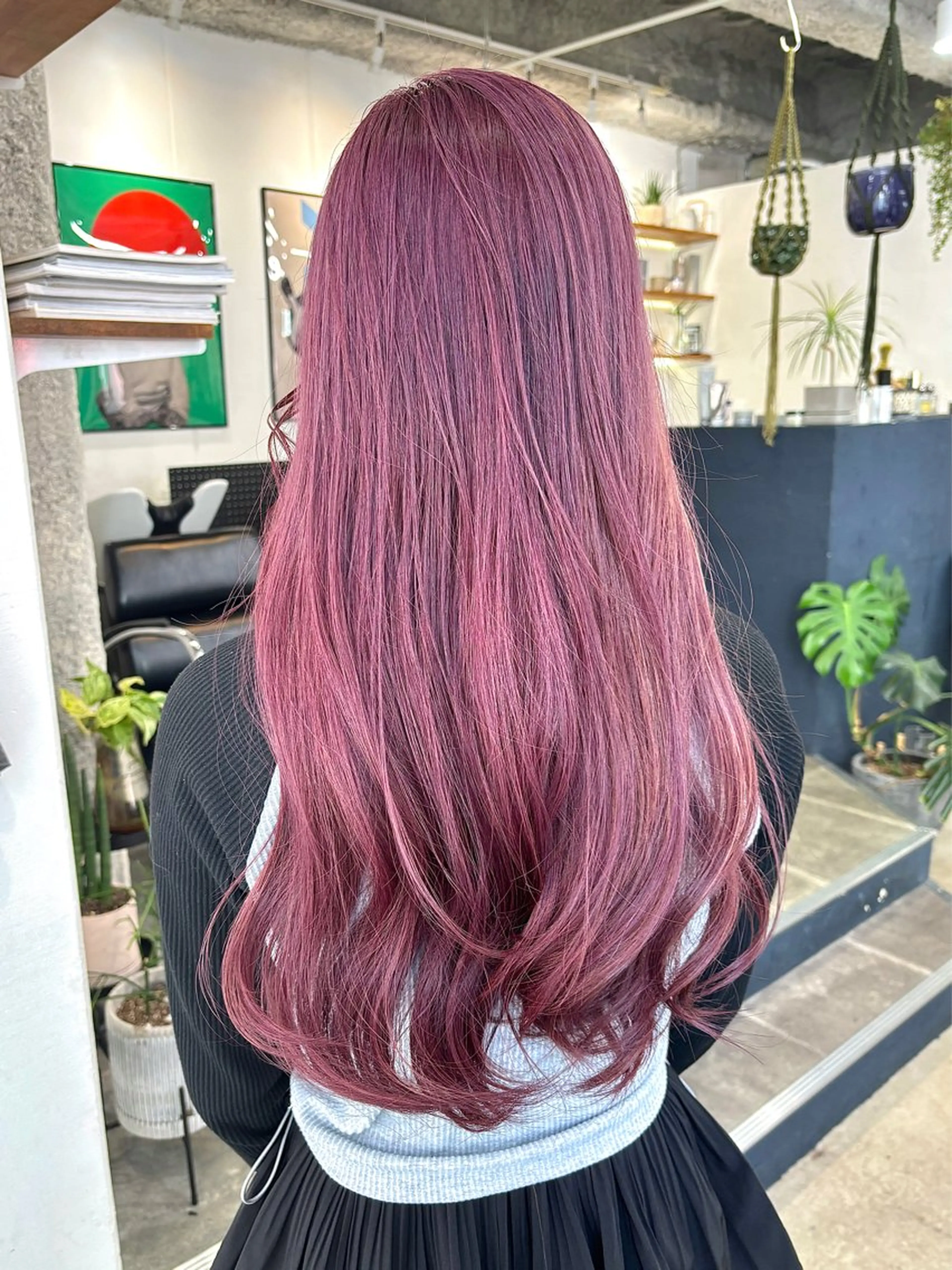 ロング カラー ブリーチ ブラウンカラー カシス 透明感カラー ラベンダーカラー ヘアカラー 暖色カラー/天神/ ヘイマサクラのヘアスタイル