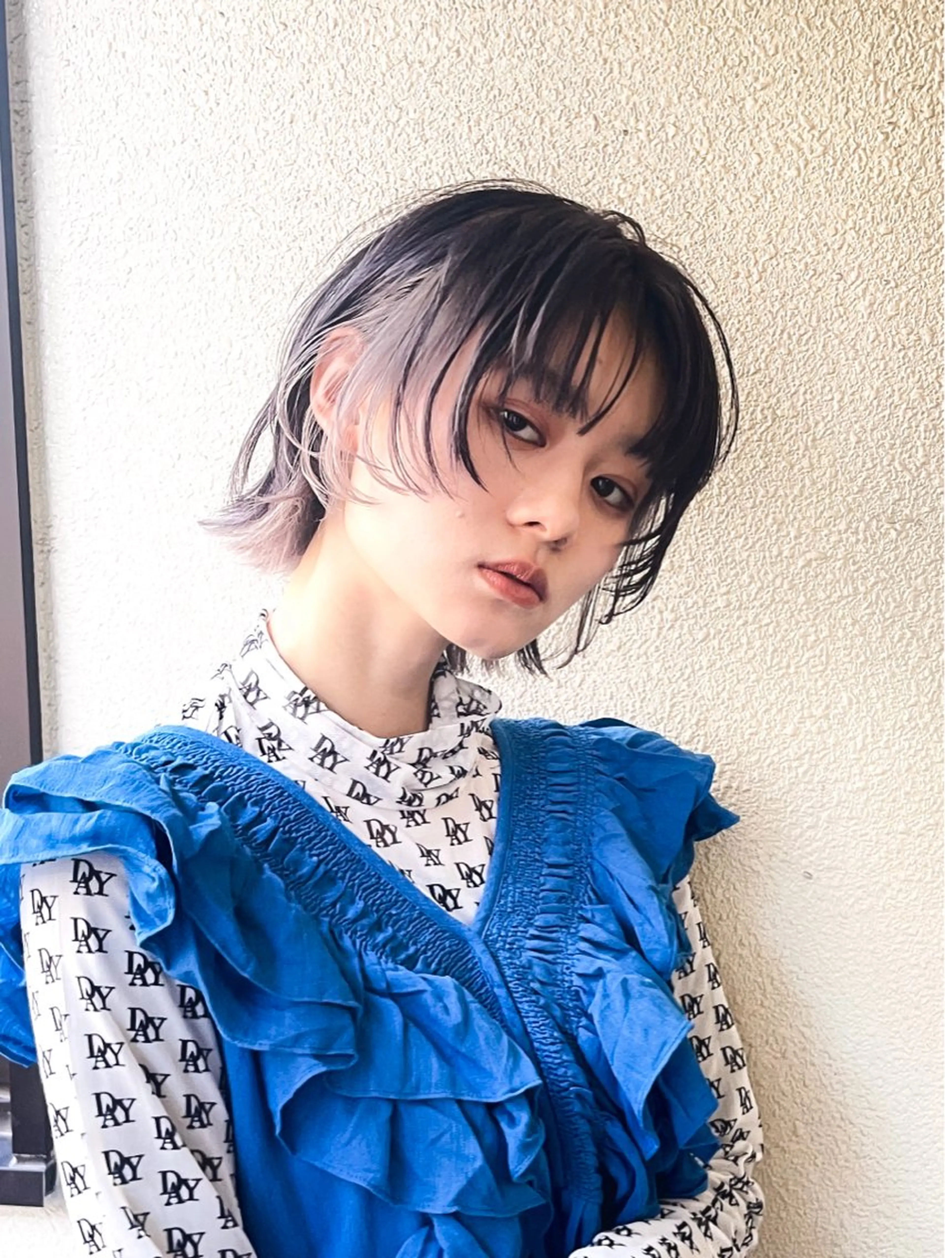 ミディアム 顔まわりレイヤー 顔周りカット レイヤーカット ウルフカット カット ヘアカラー トリートメント ハイトーン/レイヤー /ウルフ⭐️永田⭐️のヘアスタイル