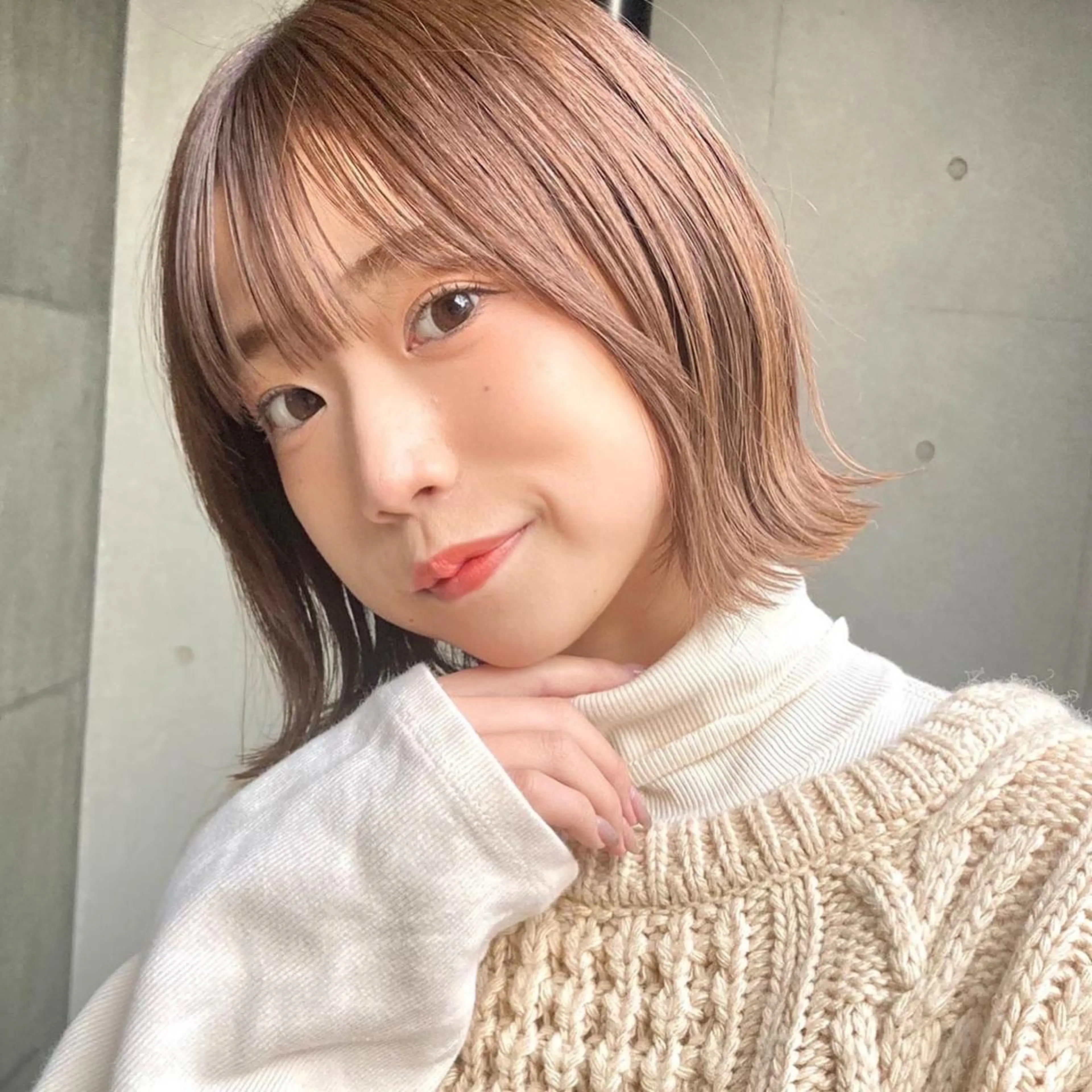 ミディアム カラー 暖色/艶髪/ボブ/ ショート/Ayaのヘアスタイル