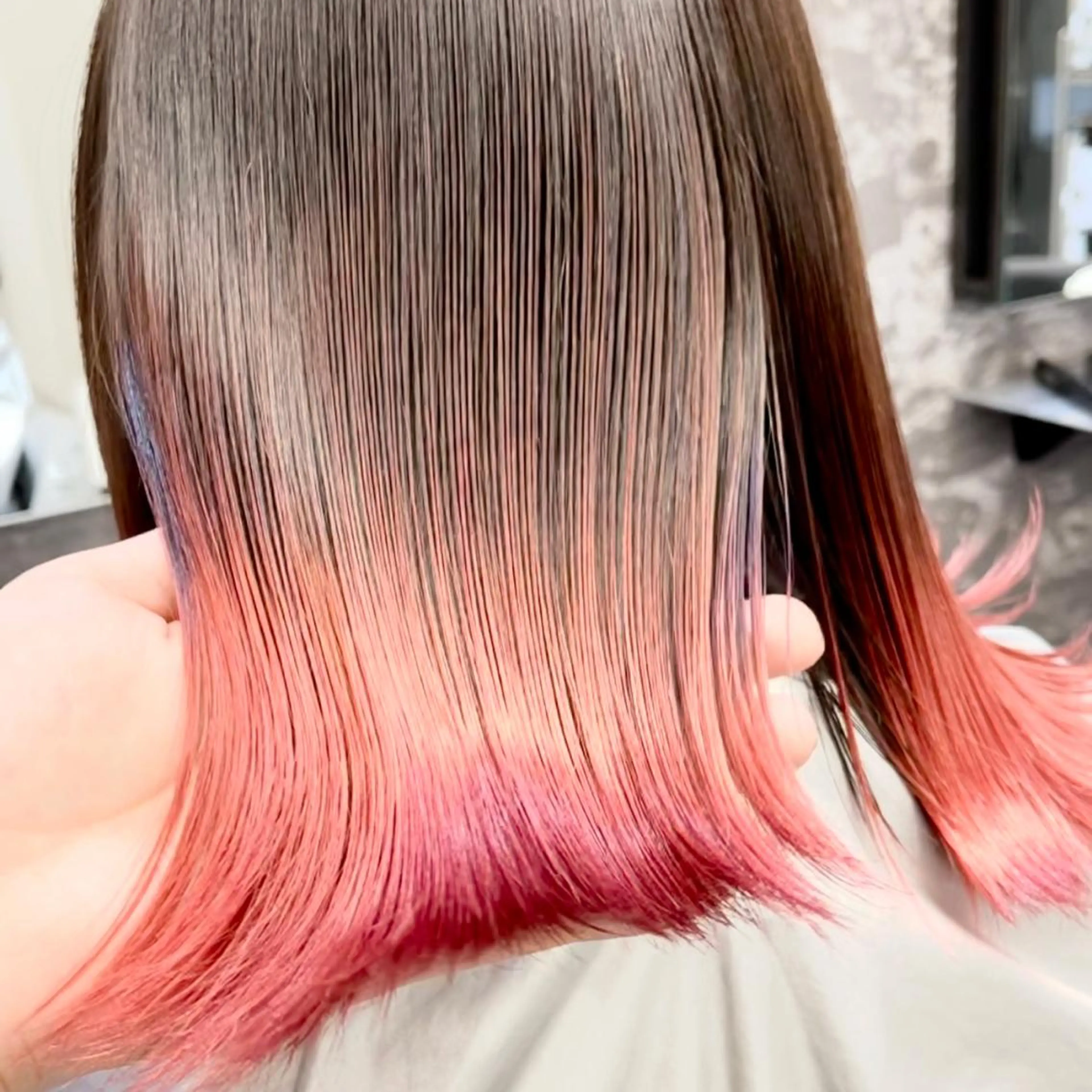 ミディアム カラー バレイヤージュ デザインカラー ハイライトカラー 外国人風カラー ハイライト アンドウ ユウ/ レイヤーカット/韓国のヘアスタイル