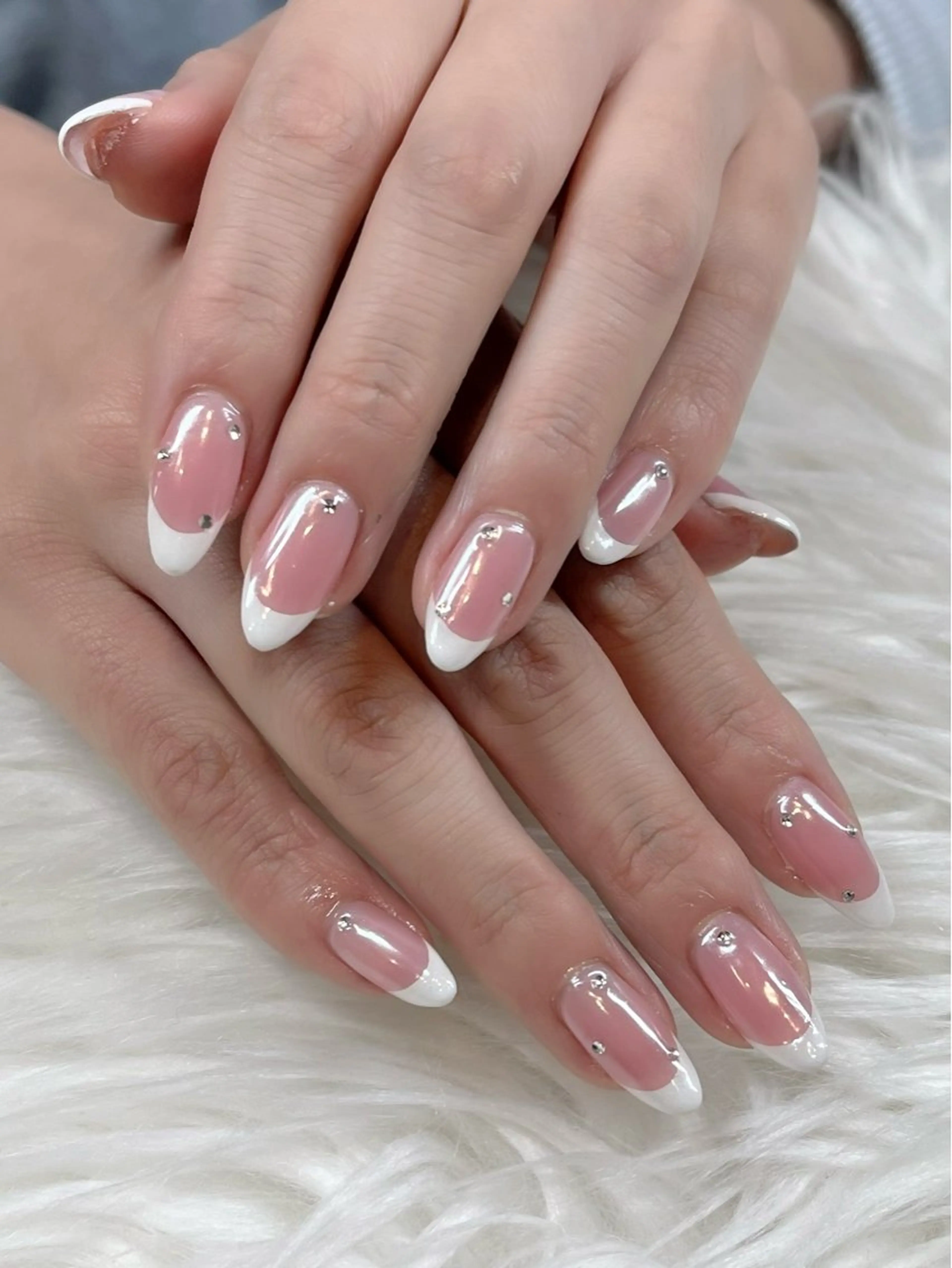 ネイル フレンチネイル ミラーネイル ハンドネイル Bianca大名店 ONOUEのネイルデザイン