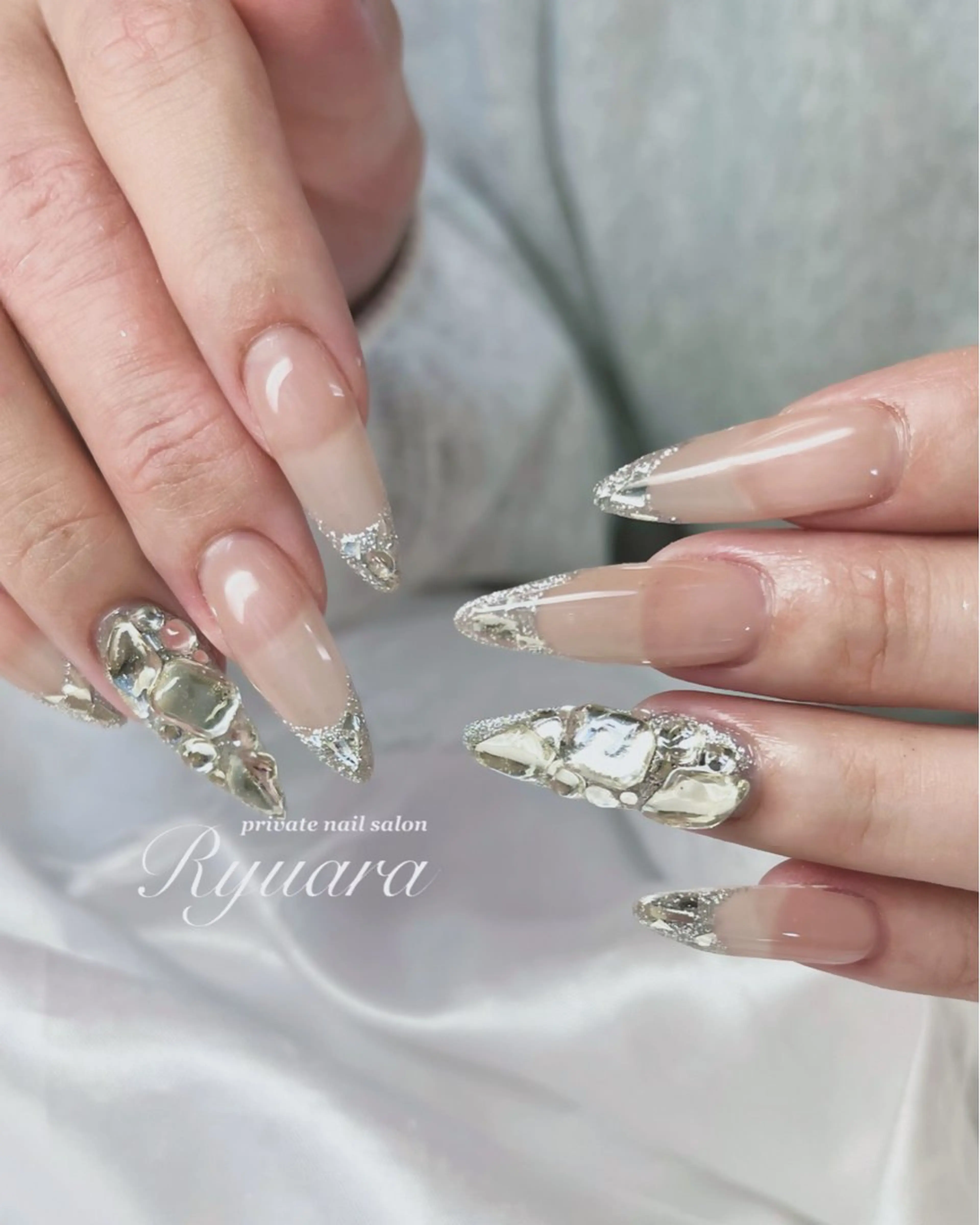 ネイル フレンチネイル ガラスフレンチ ハンドネイル private nail salon Ryuara所属・nail salon Ryuaraのネイルデザイン