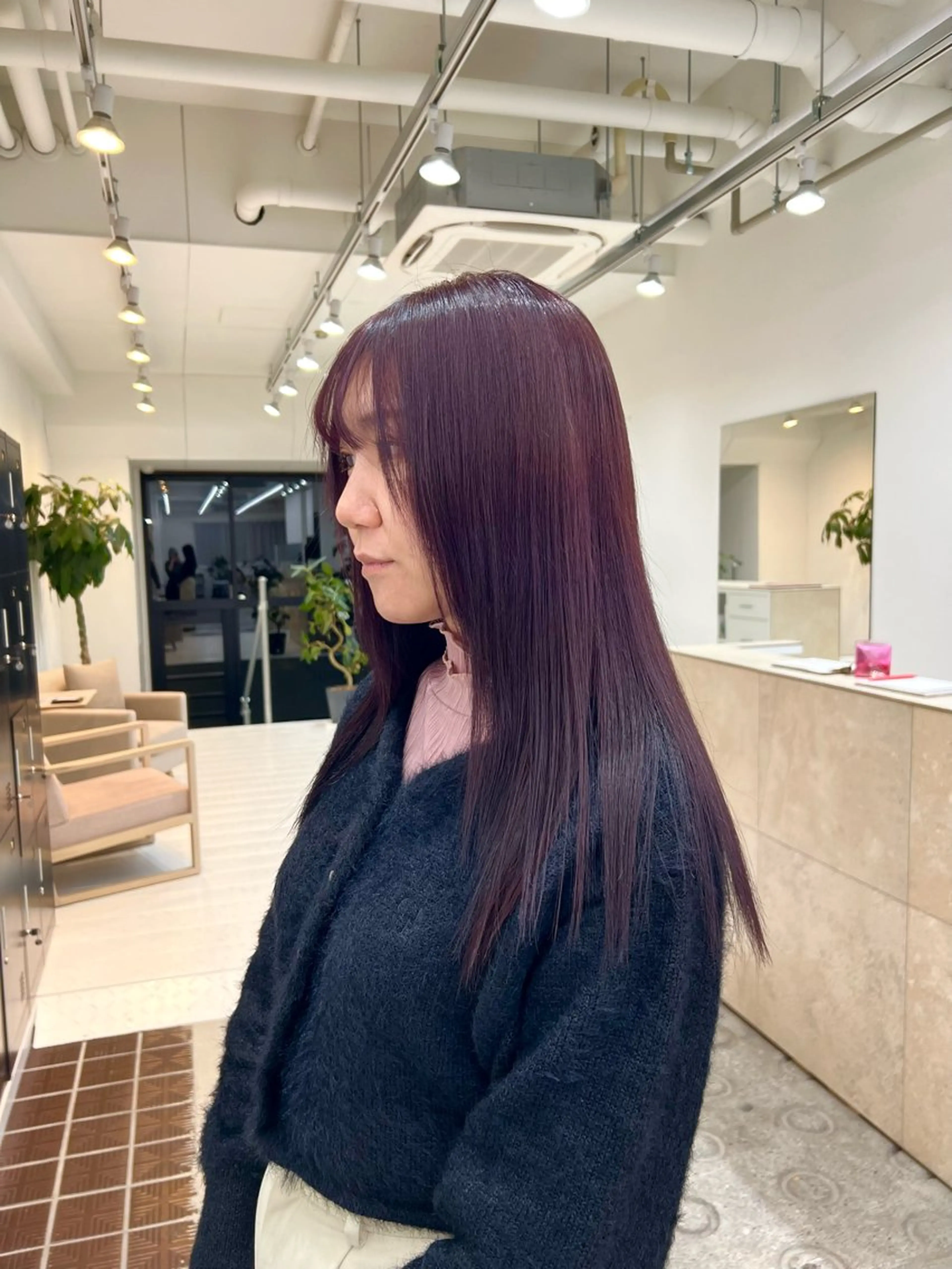 セミロング ピンクラベンダー ヘアカラー ブリーチカラー🦋‪ 田中さくらのヘアスタイル