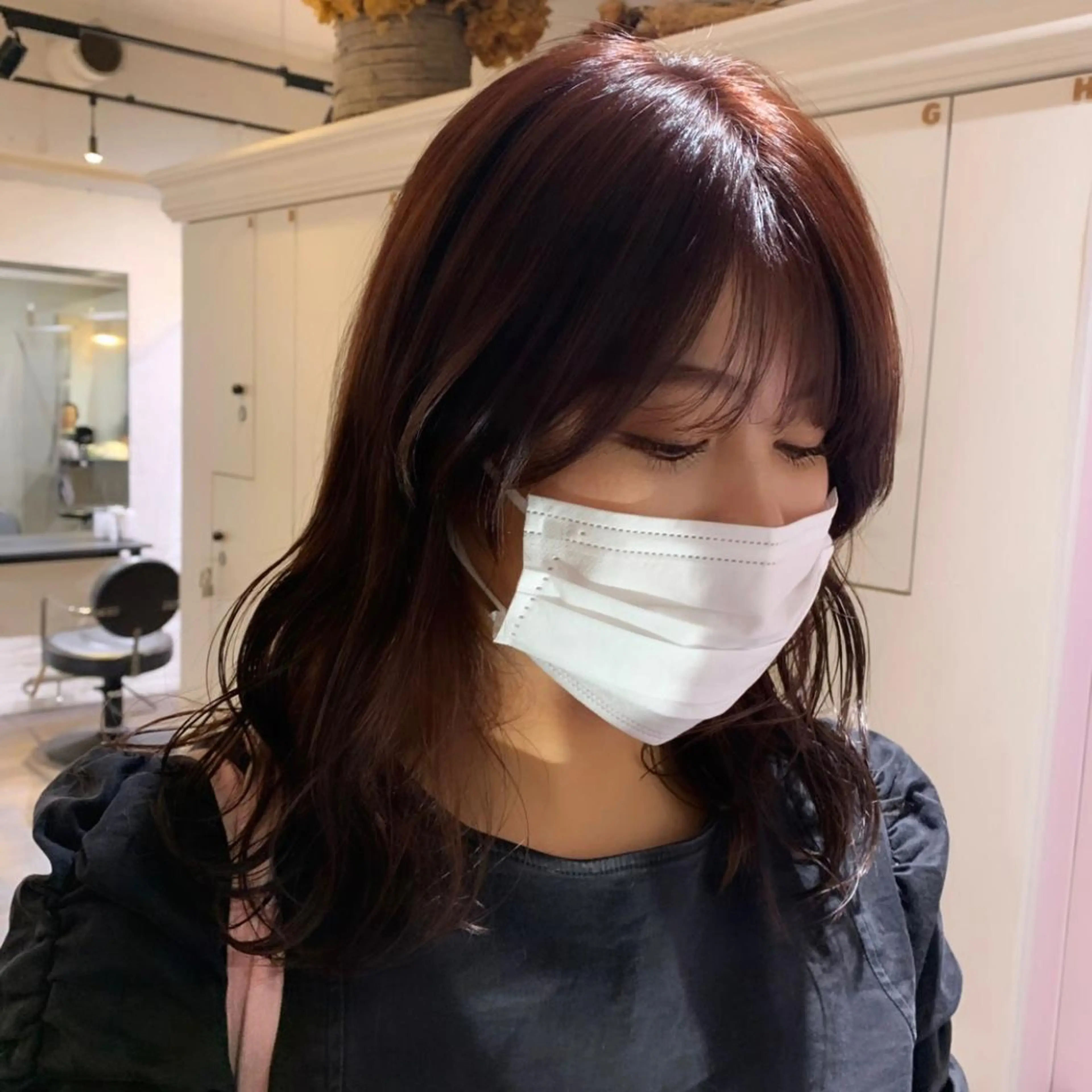 セミロング カラー ヘアアレンジ 濱本 新奈 / 髪質改善パーマのヘアスタイル