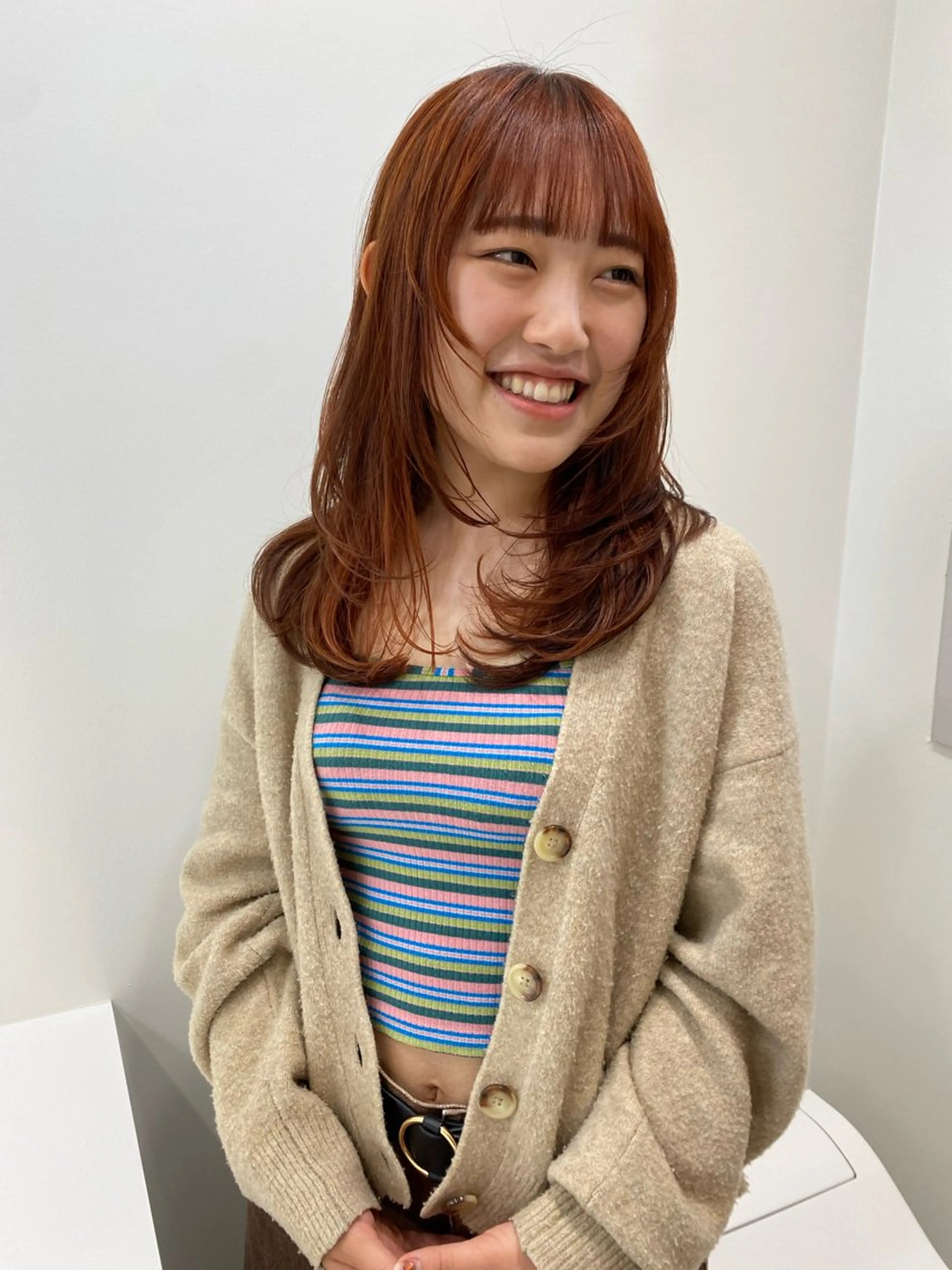 ミディアム カラー カット ヘアカラー トリートメント レイヤー/柔色 カラー/SAkiのヘアスタイル