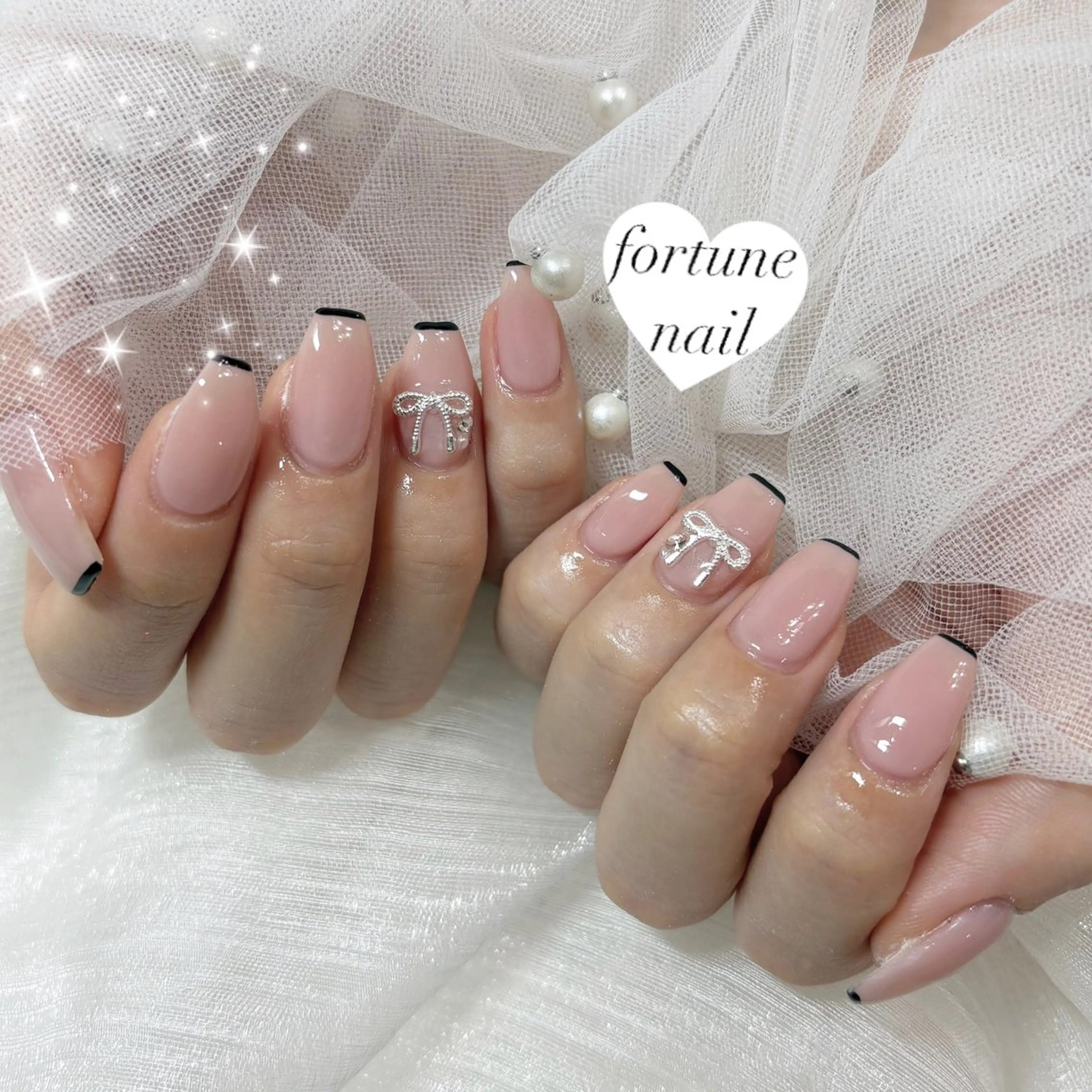 ネイル フレンチネイル リボン ハンドネイル 💎saori 💎のネイルデザイン