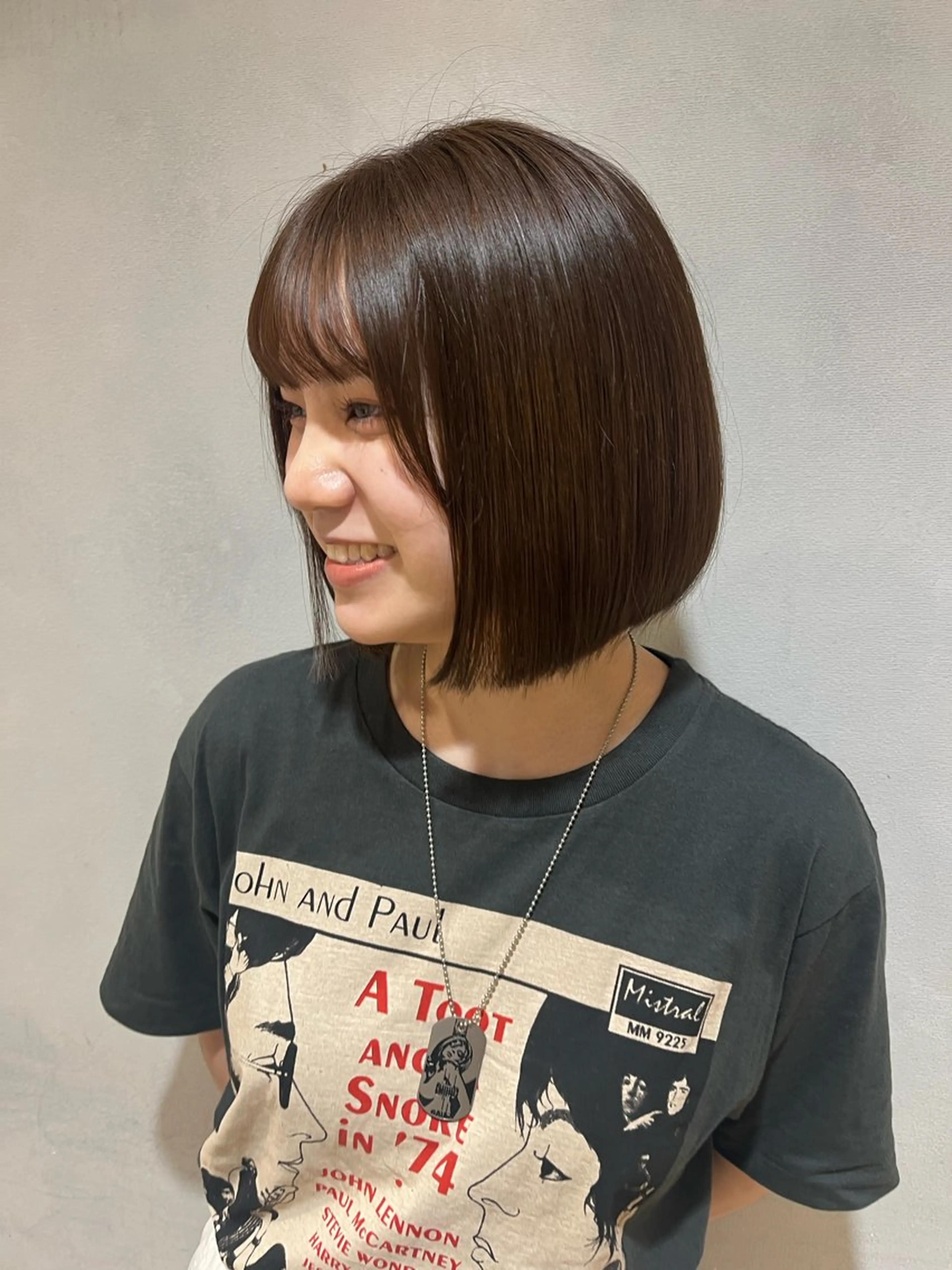 ショート カラー ヘアカラー ヘッドスパ 似合わせ切りっぱなし ボブ🌷江梨🍎のヘアスタイル